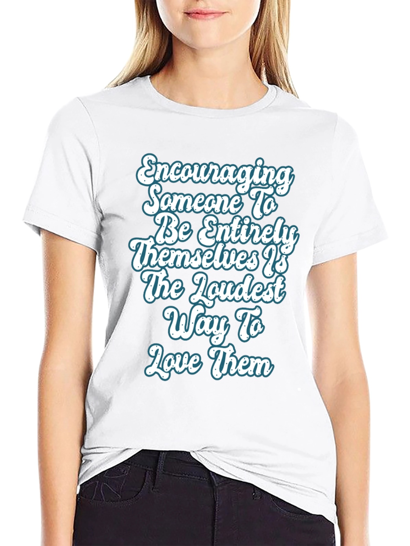 Encouraging T-Shirt Love Loudly Black Cotton