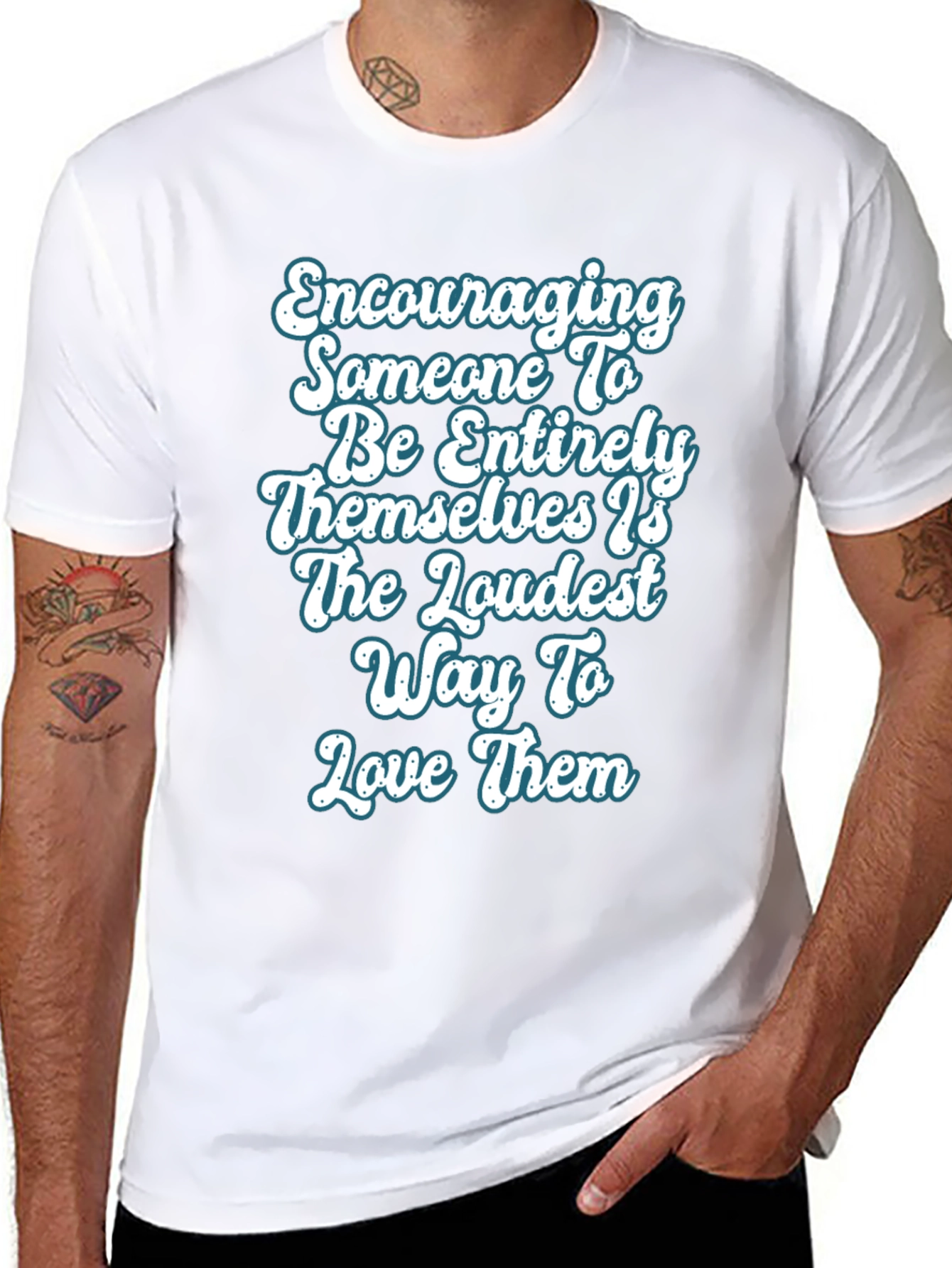 Encouraging T-Shirt Love Loudly Black Cotton
