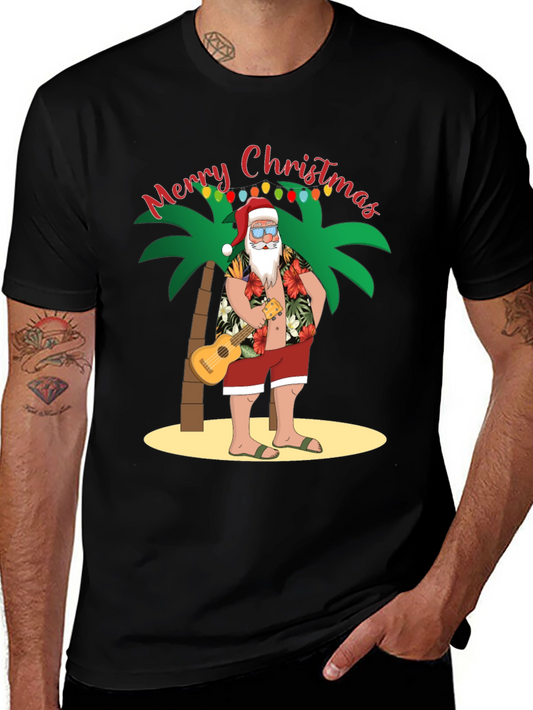 Tropical Santa Christmas Graphic Tee