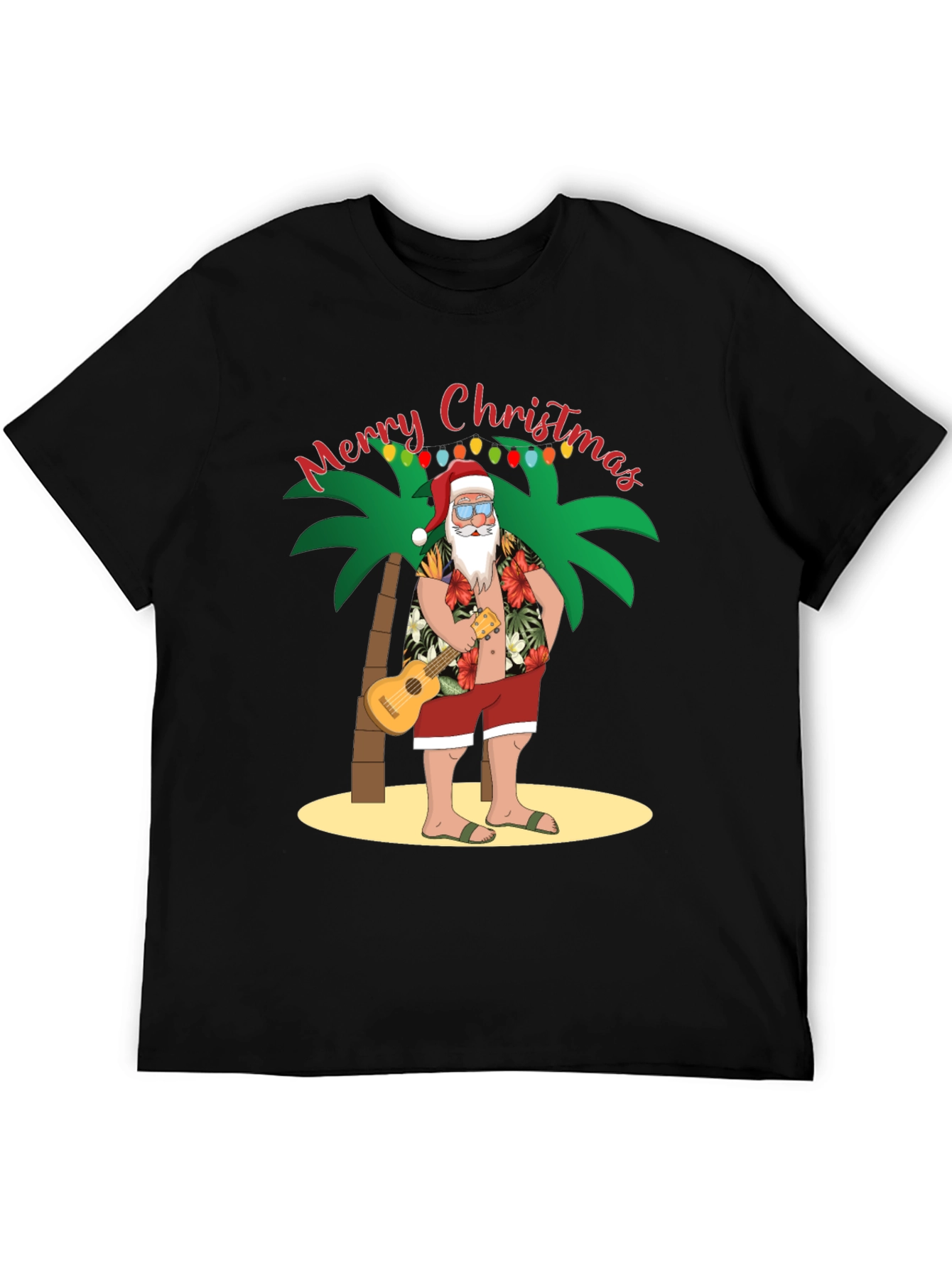 Tropical Santa Christmas Graphic Tee