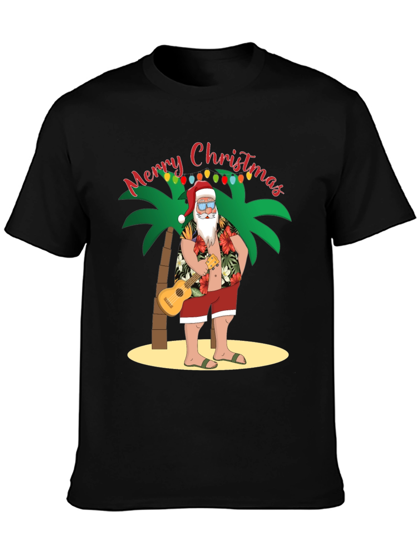 Tropical Santa Christmas Graphic Tee