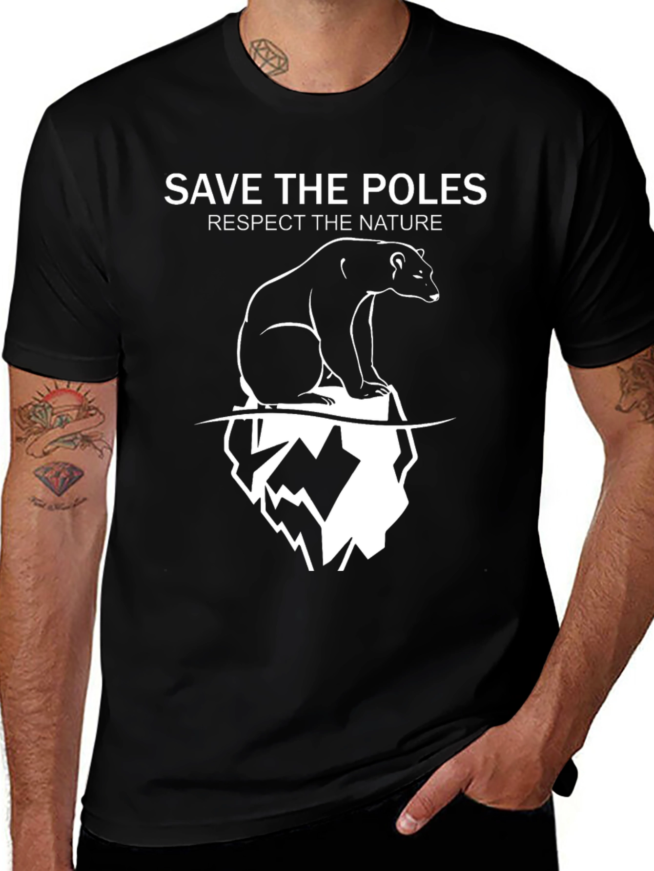 Save The Poles T-Shirt - Black Nature Tee