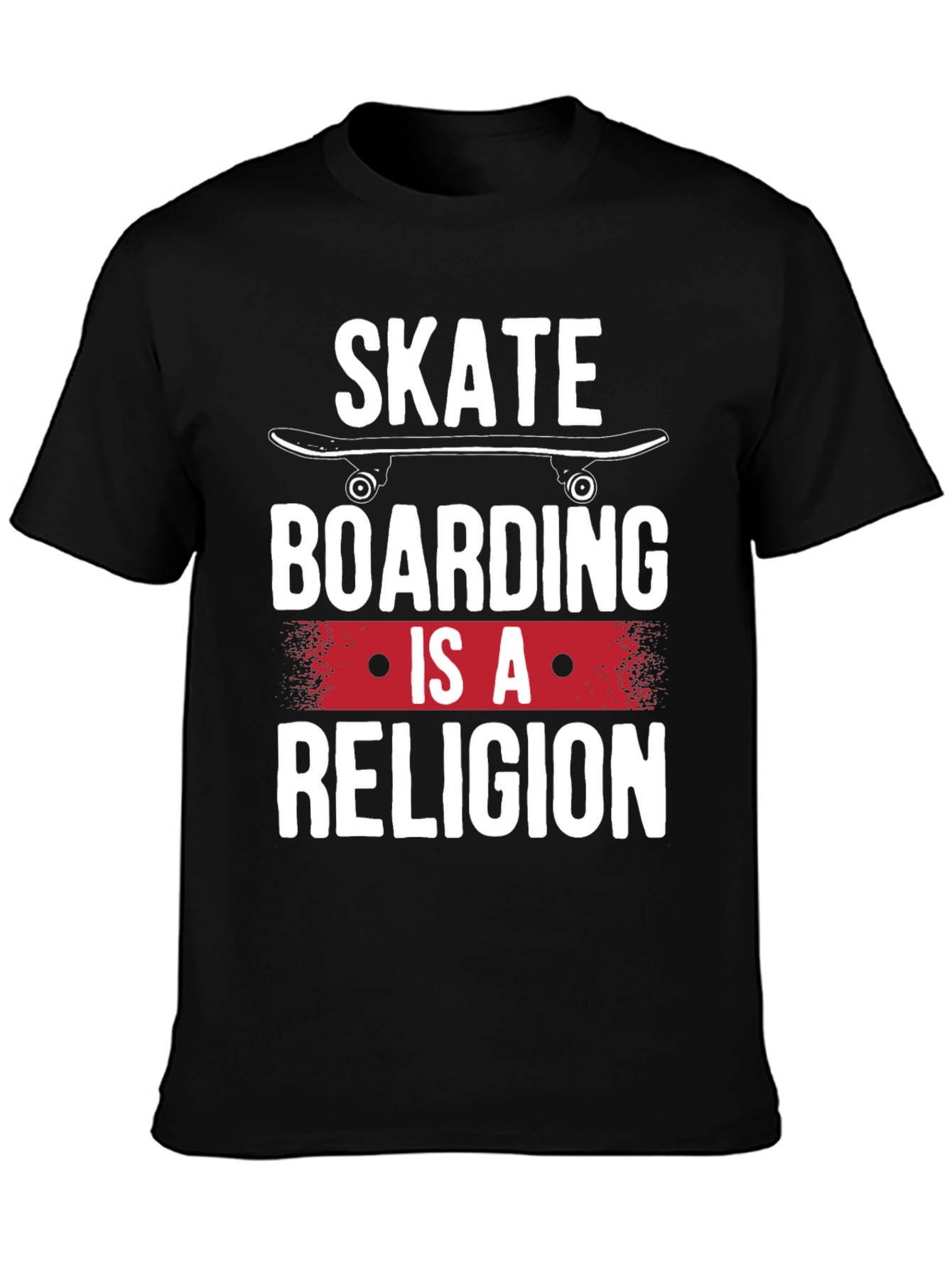 Skateboarding is a Religion Black Graphic T-Shirt