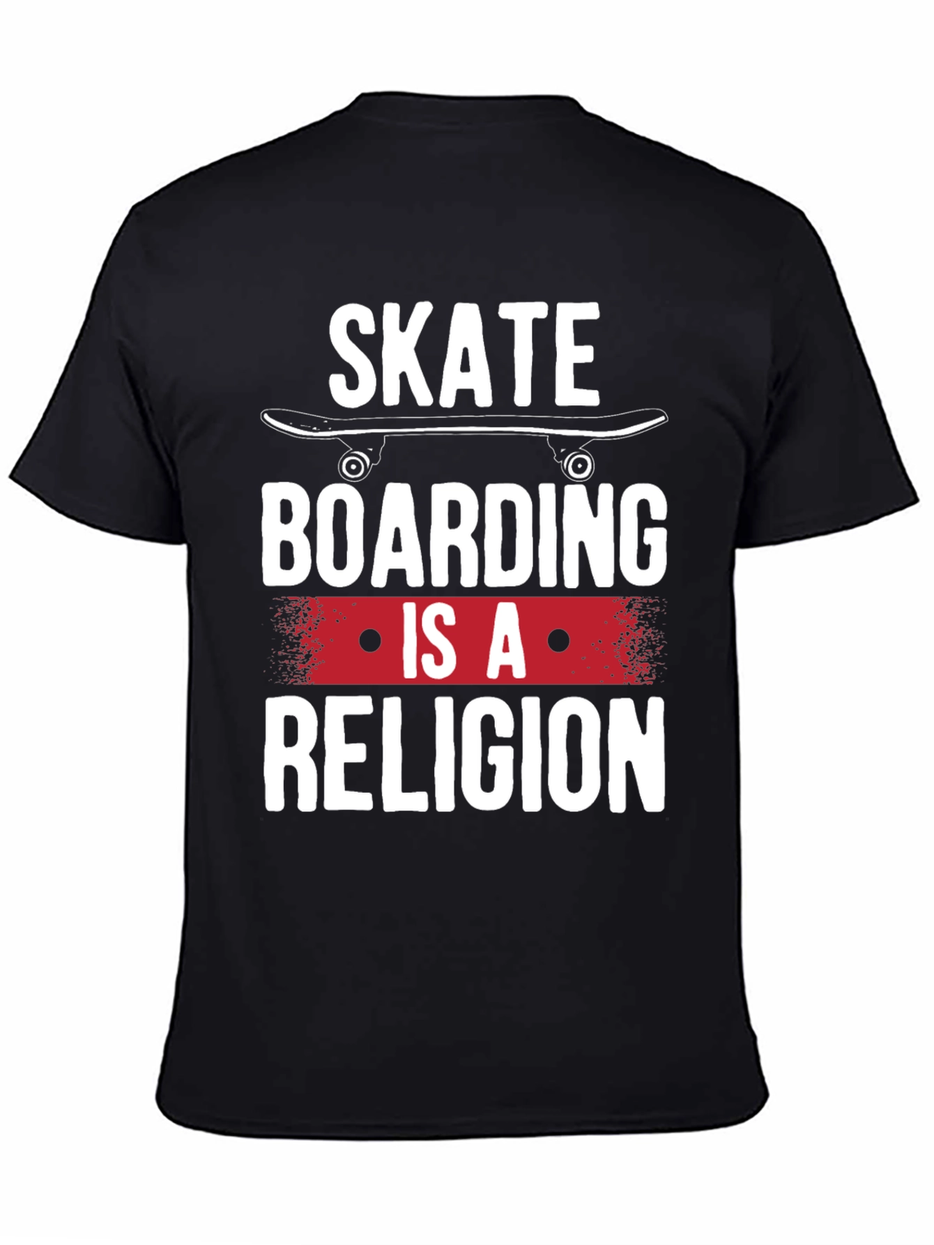 Skateboarding is a Religion Black Graphic T-Shirt