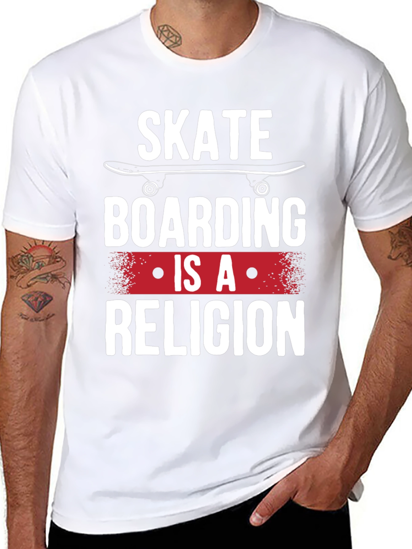 Skateboarding is a Religion Black Graphic T-Shirt