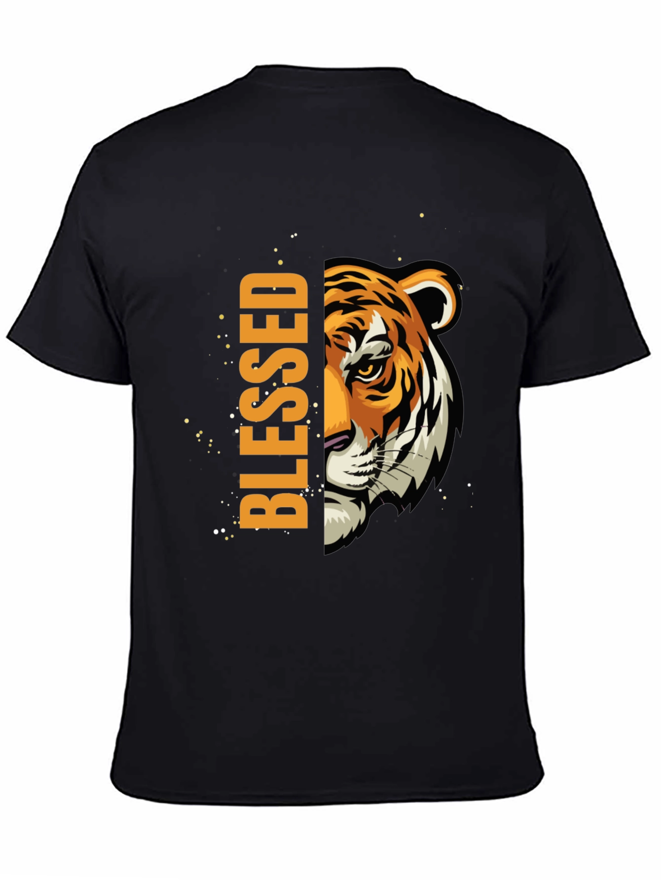 Blessed Tiger Graphic Print Black T-Shirt