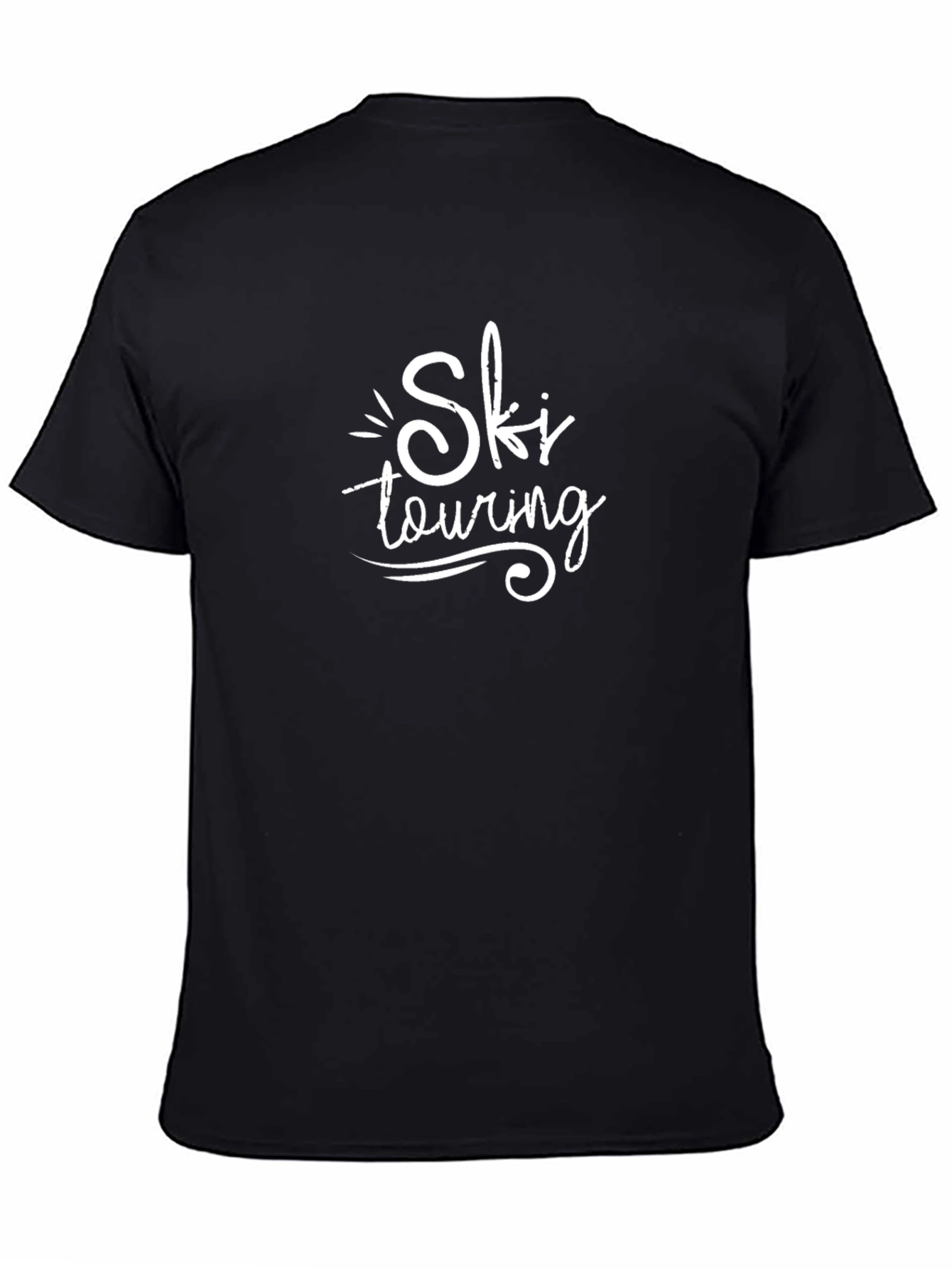 Ski Touring Graphic Tee - Black Cotton T-Shirt