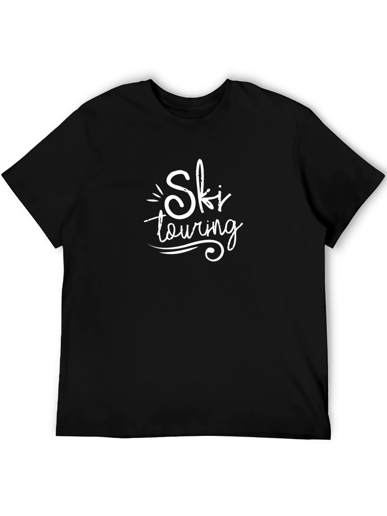 Ski Touring Graphic Tee - Black Cotton T-Shirt