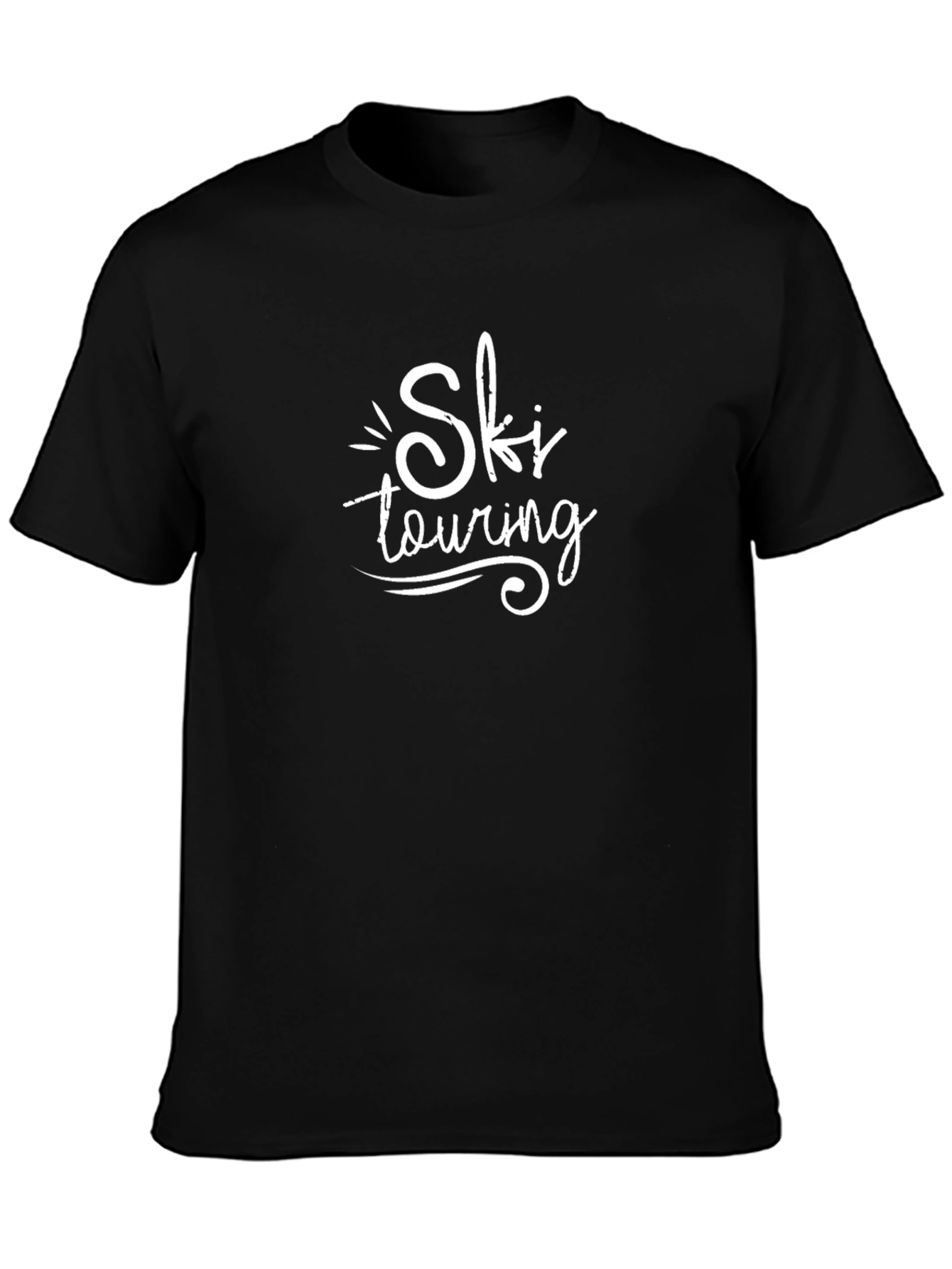 Ski Touring Graphic Tee - Black Cotton T-Shirt