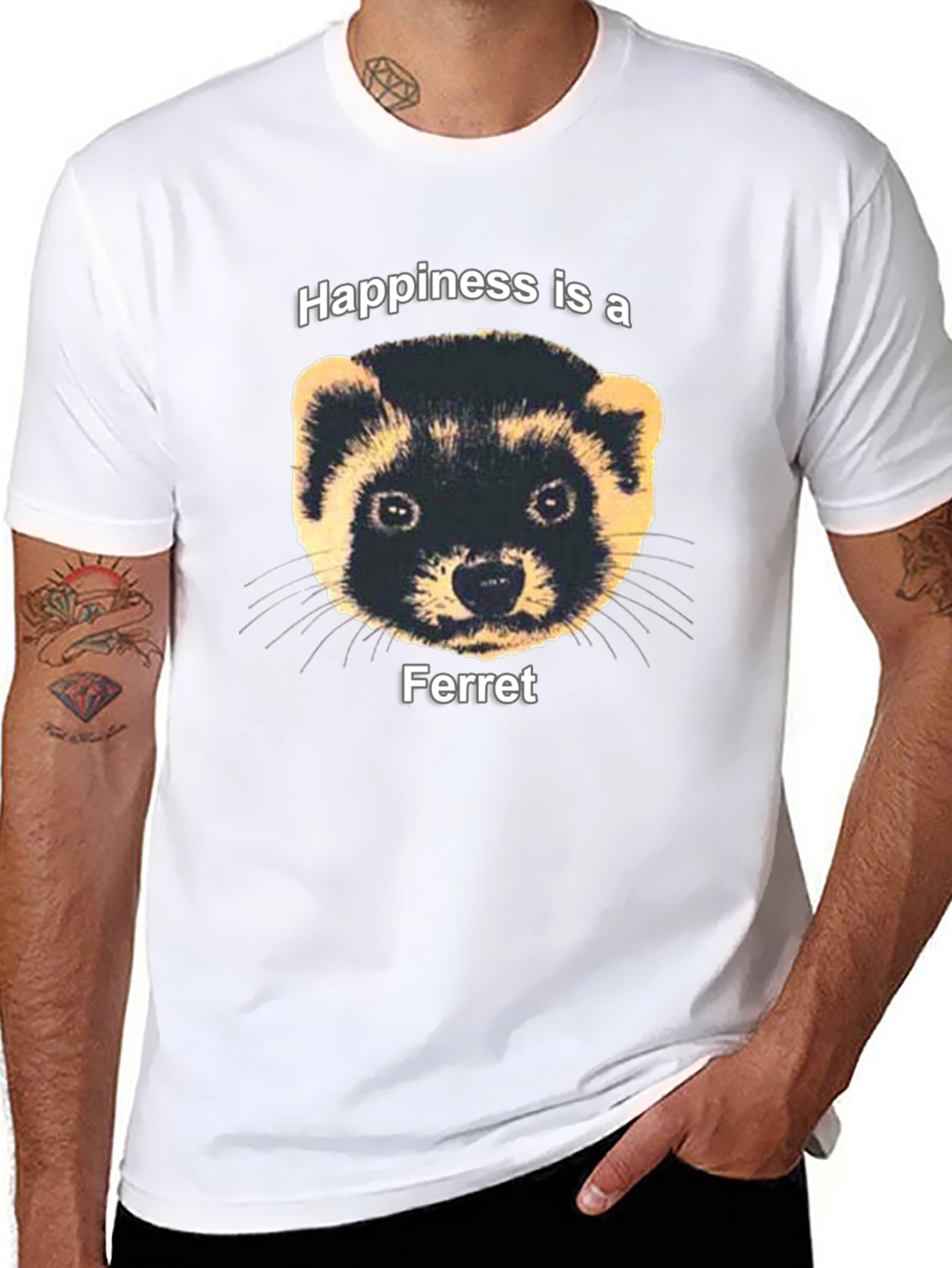 Happiness Ferret Graphic Tee - Funny Pet Lover T-Shirt