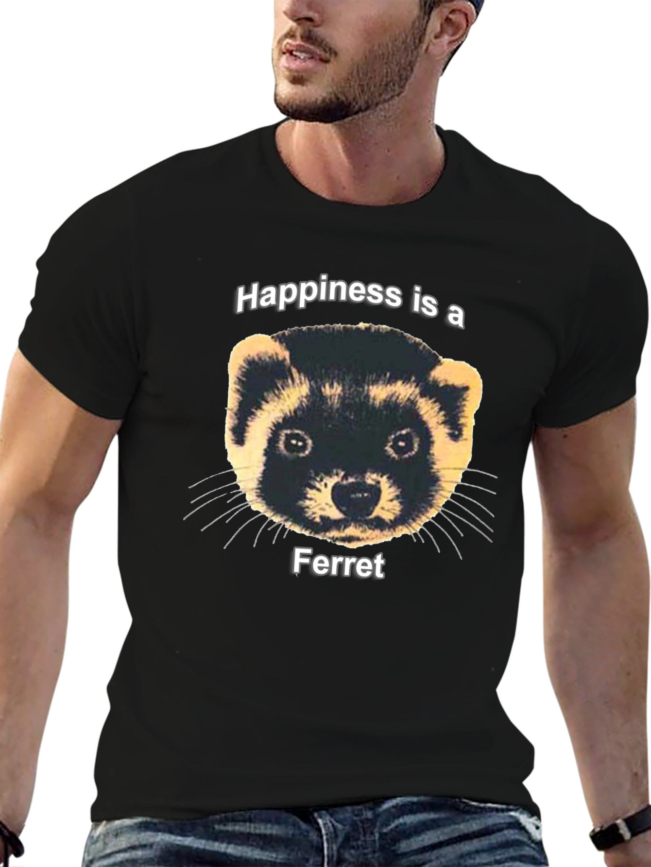 Happiness Ferret Graphic Tee - Funny Pet Lover T-Shirt