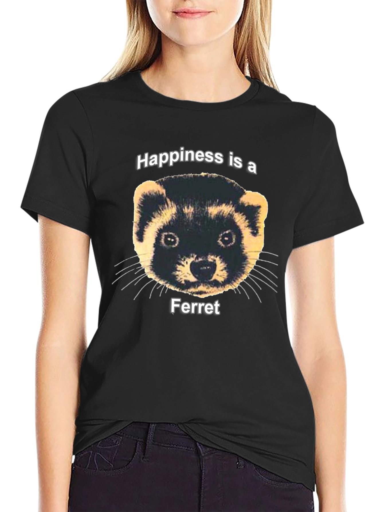 Happiness Ferret Graphic Tee - Funny Pet Lover T-Shirt