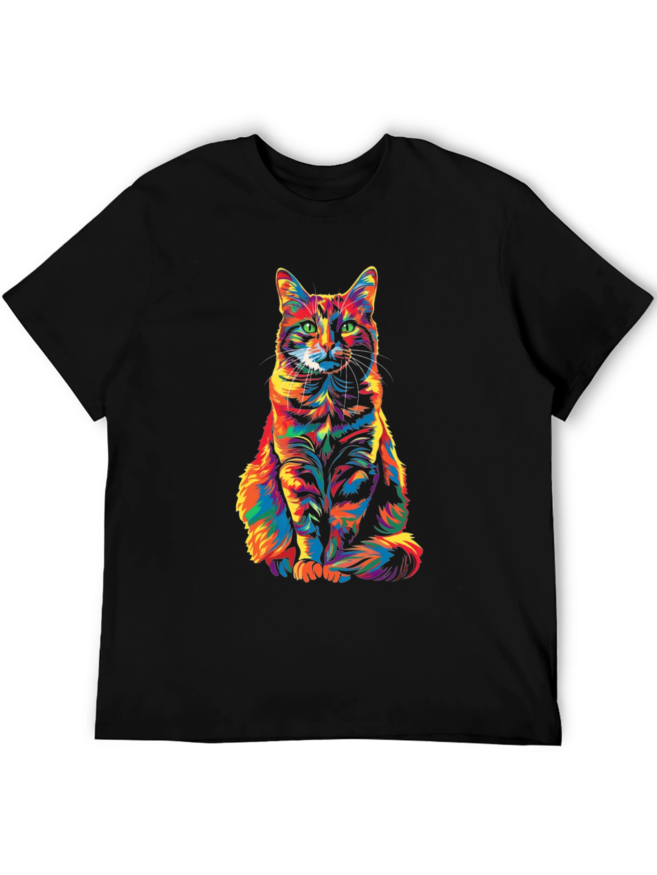 Colorful Cat Print T-Shirt