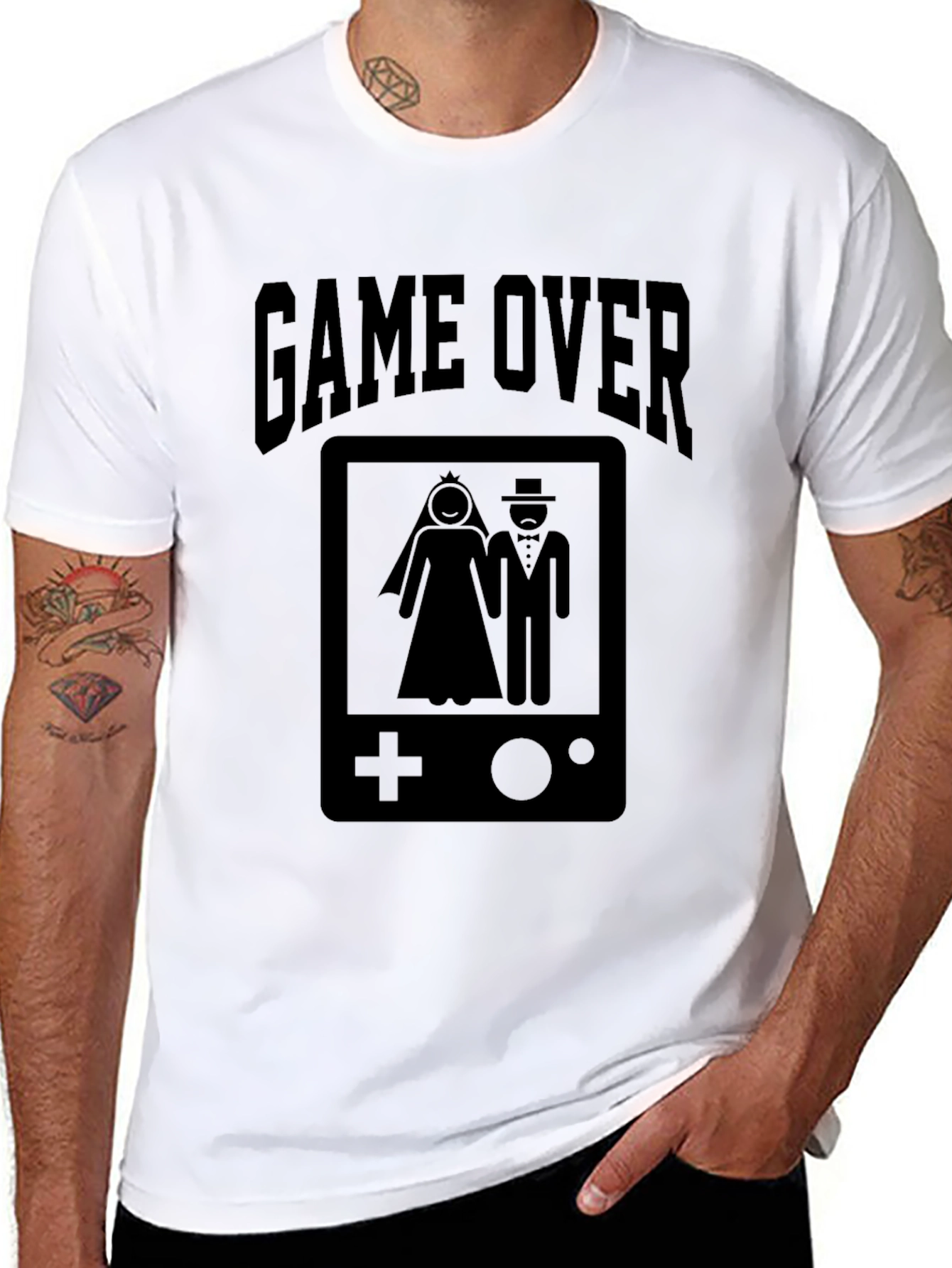 Game Over Wedding Gamer T-Shirt - Black