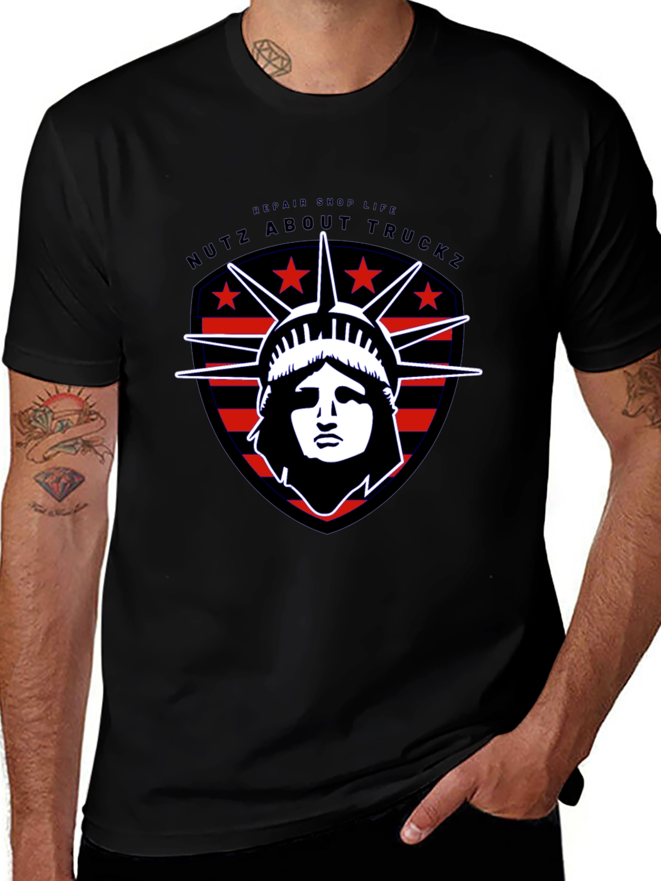 Nutz About Truckz Liberty Graphic Tee - Black Cotton