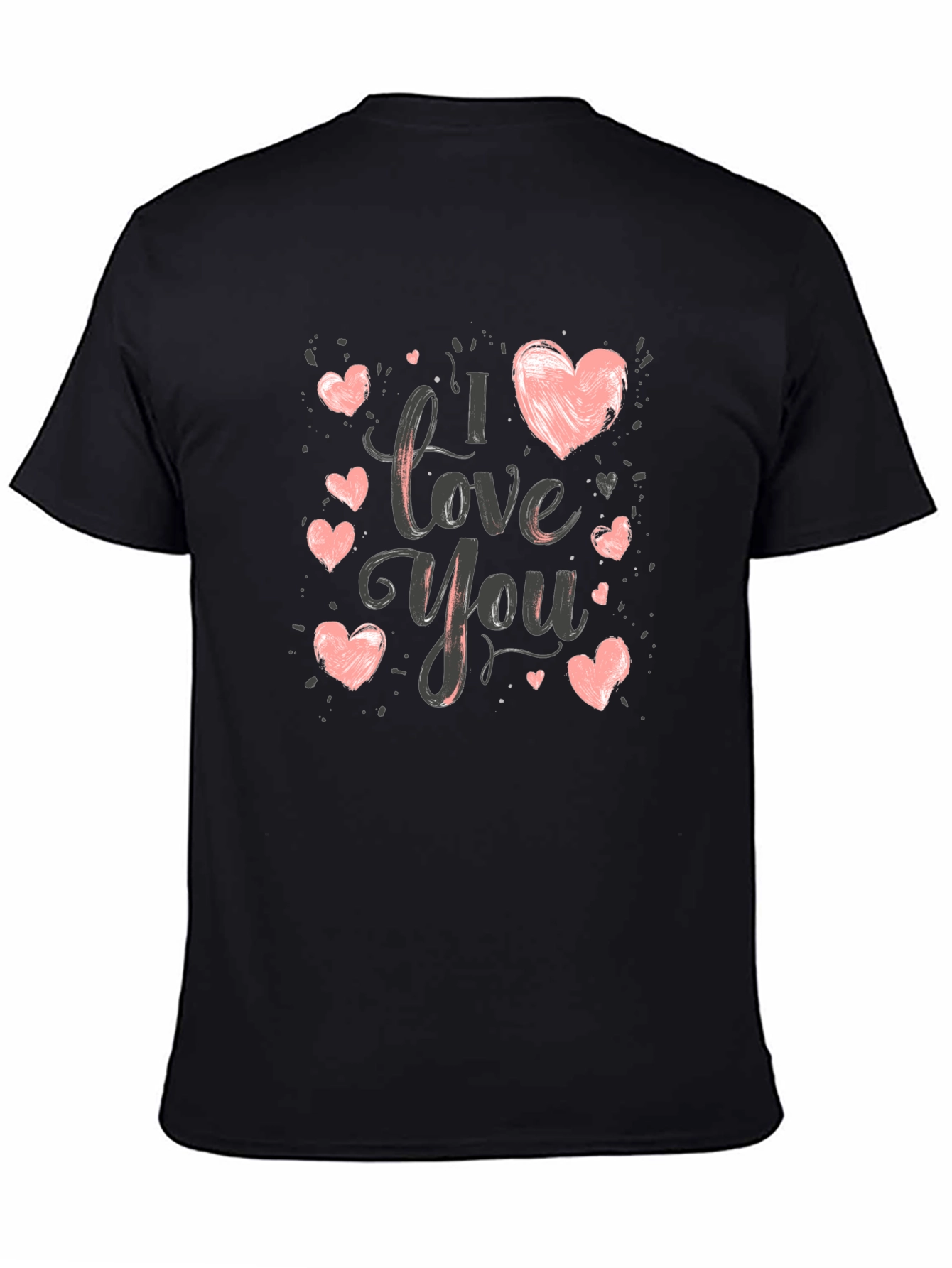 I Love You Heart Graphic T-Shirt - Black