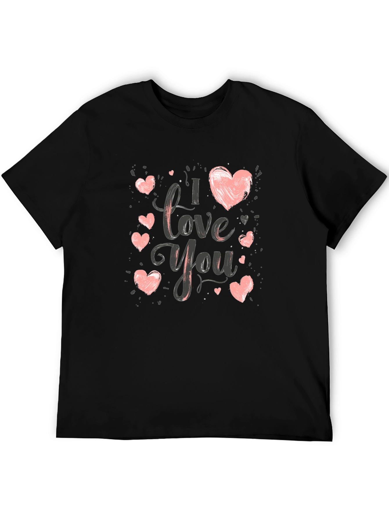 I Love You Heart Graphic T-Shirt - Black