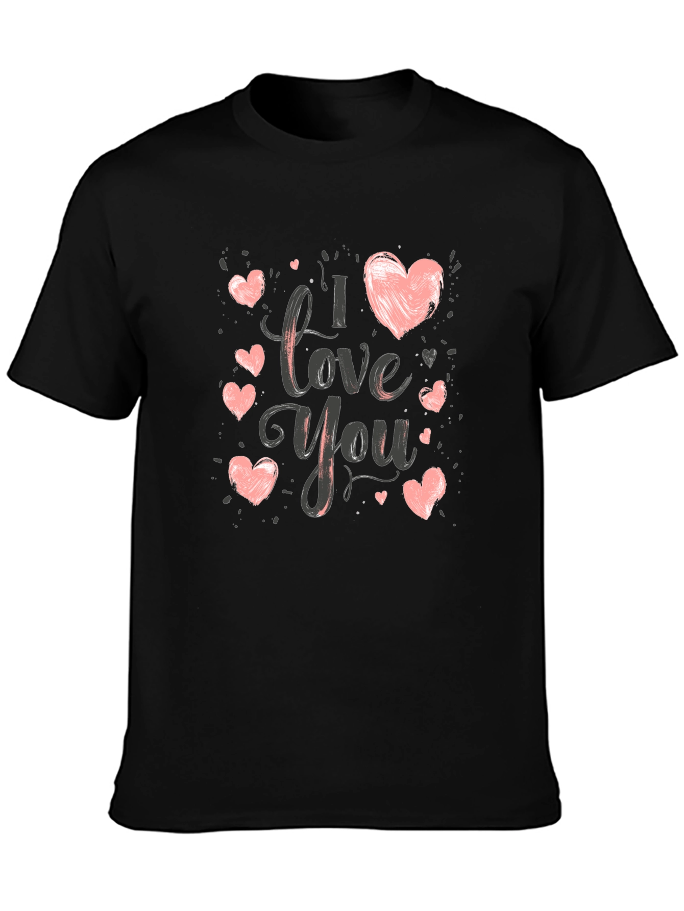 I Love You Heart Graphic T-Shirt - Black