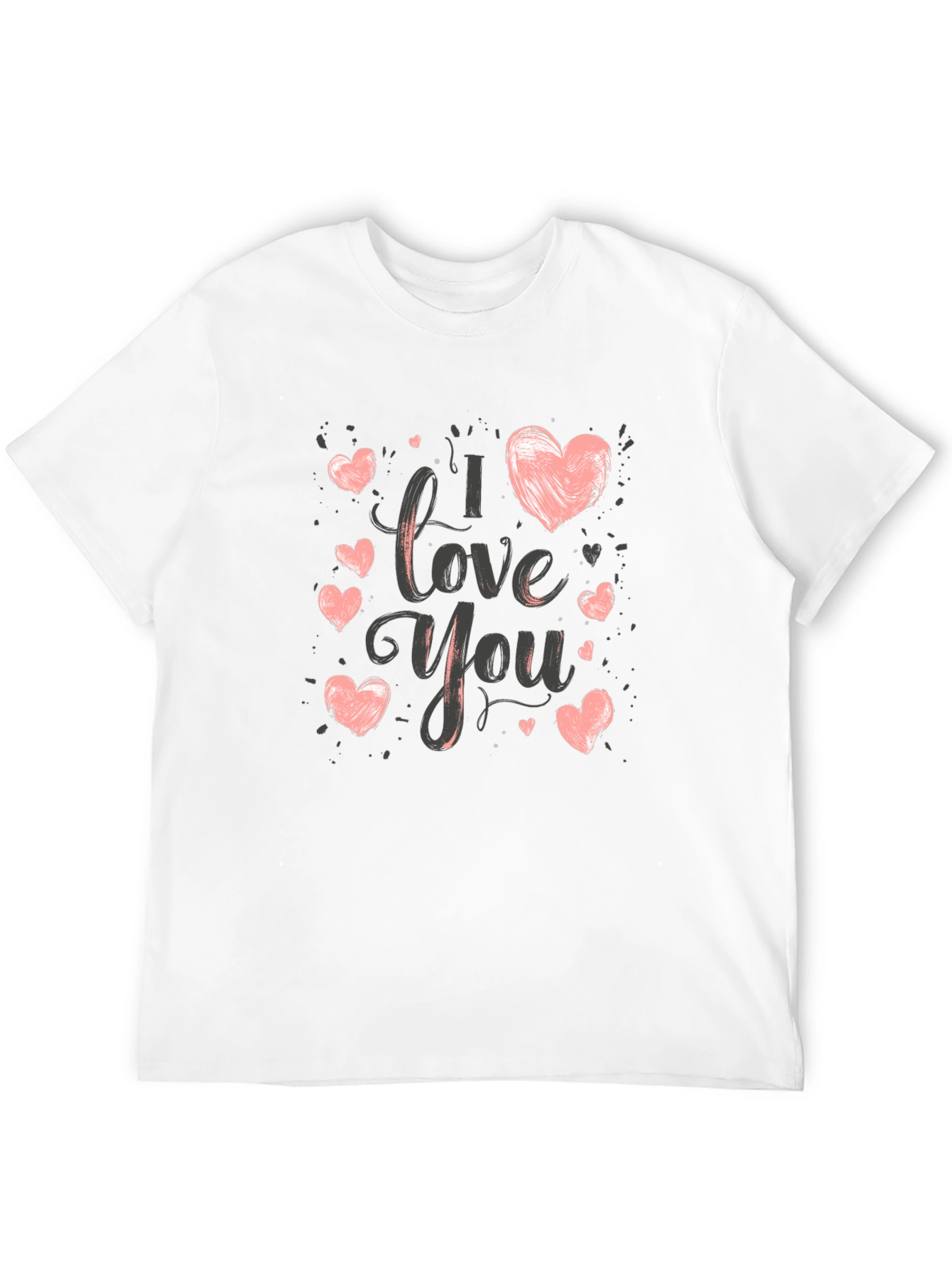 I Love You Heart Graphic T-Shirt - Black