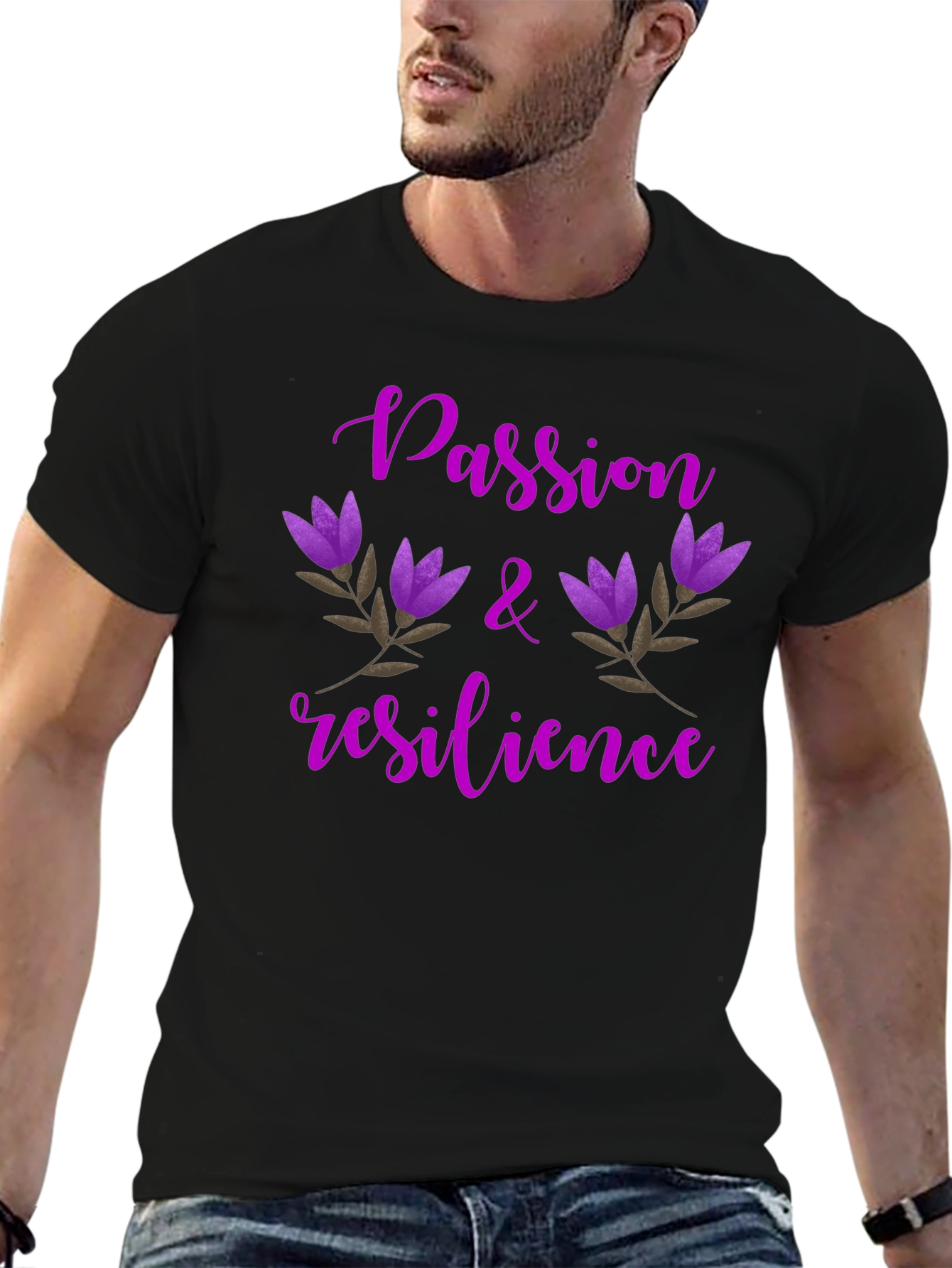 Passion & Resilience Floral Tee - Black
