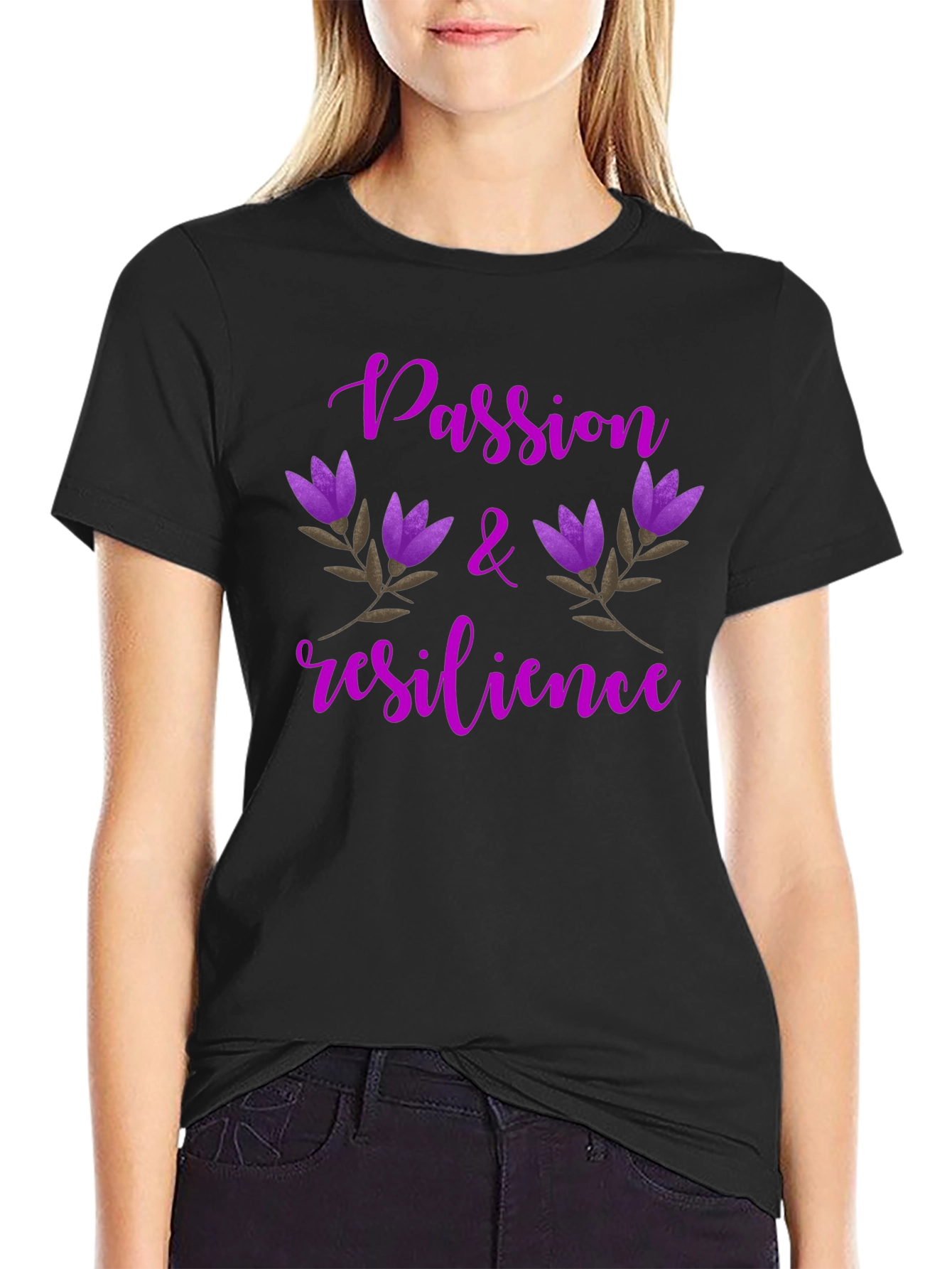 Passion & Resilience Floral Tee - Black