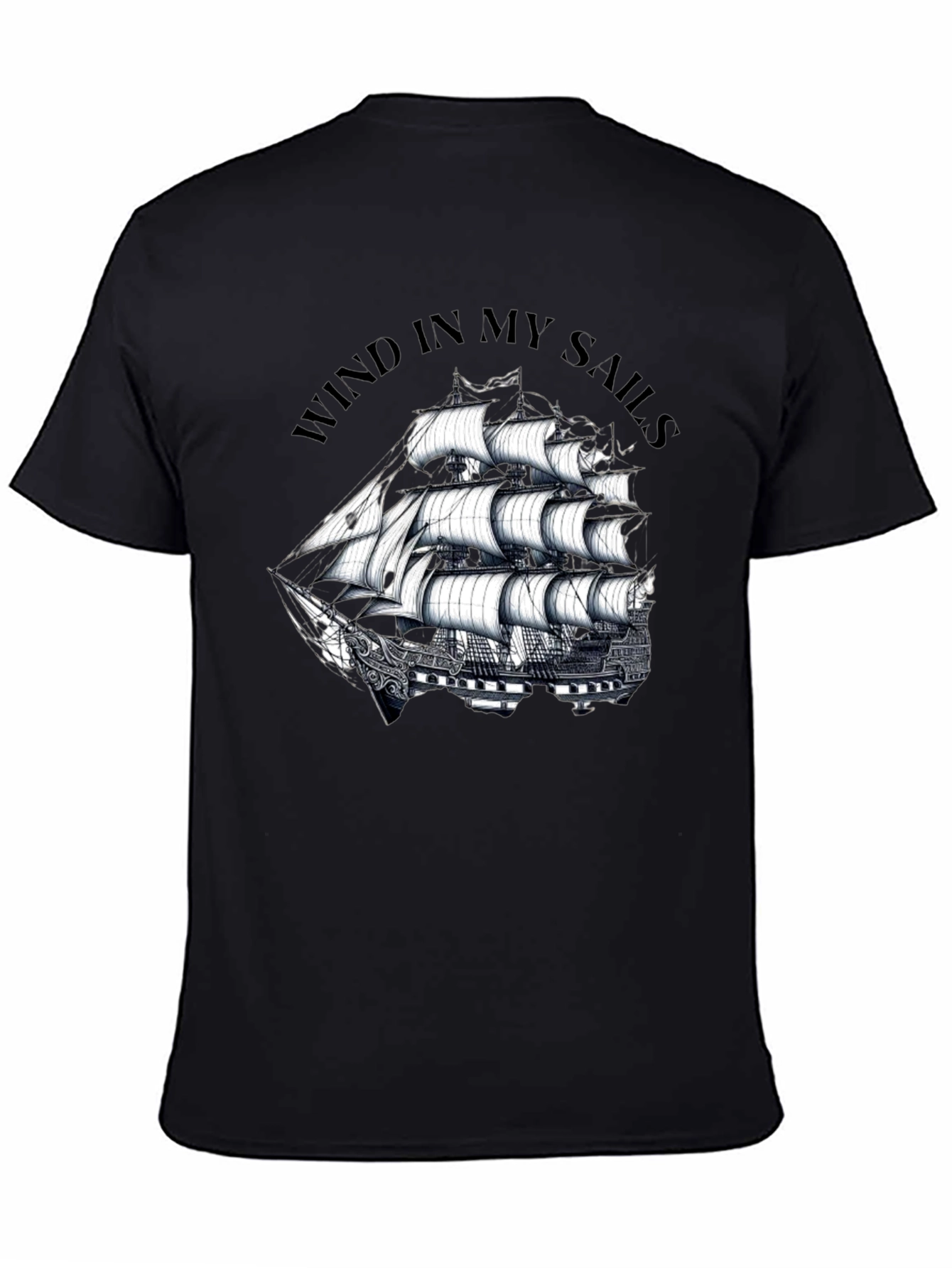 Wind in My Sails Black Graphic T-Shirt