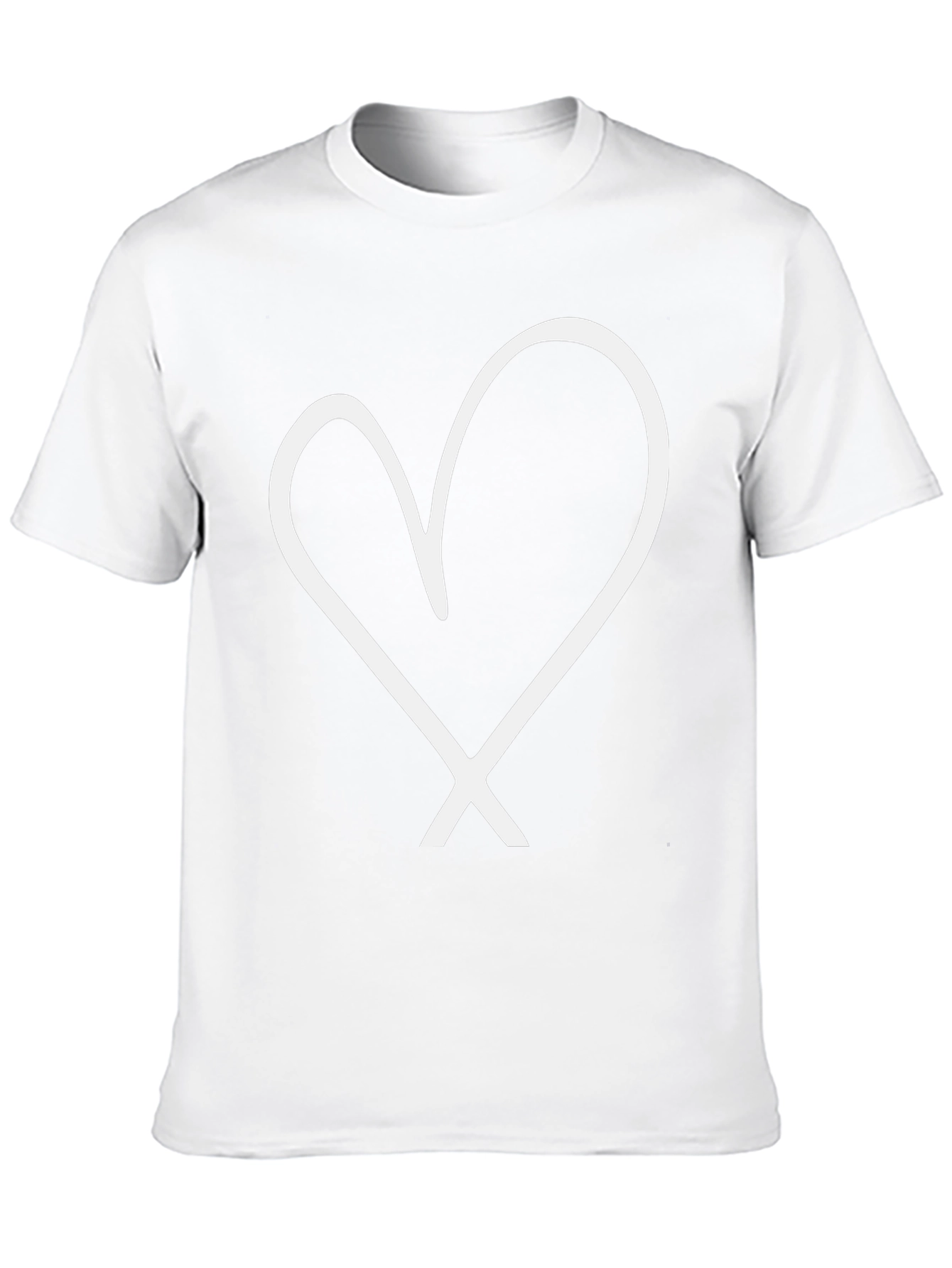 Black T-Shirt with White Heart Graphic