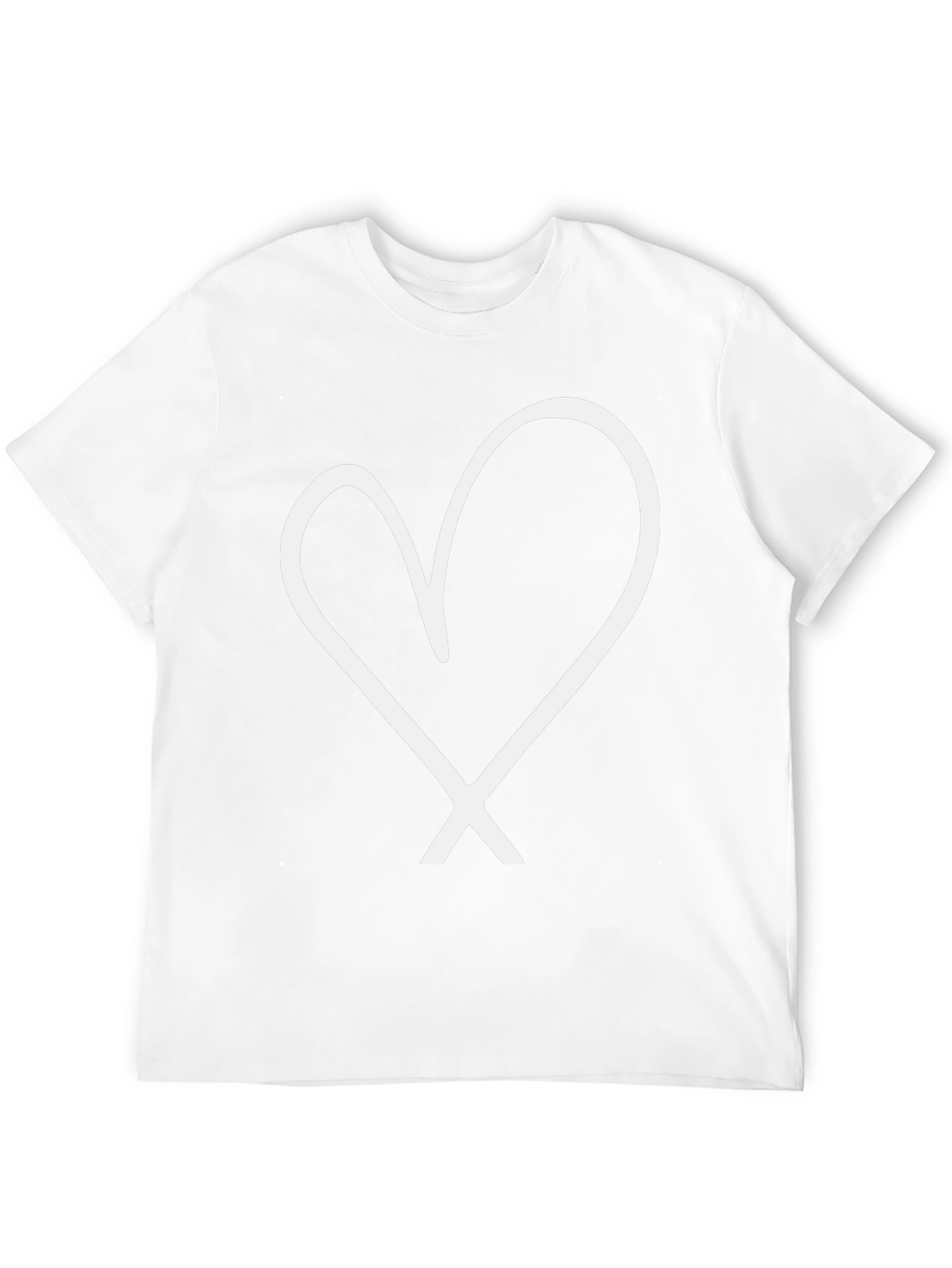 Black T-Shirt with White Heart Graphic