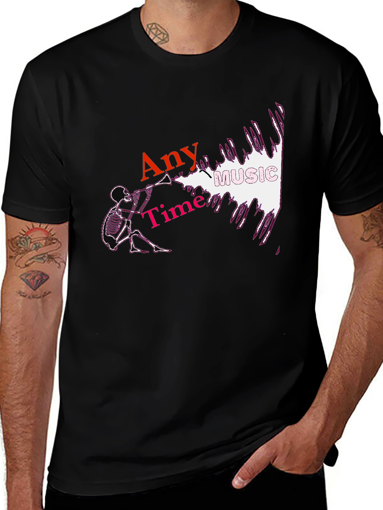 Any Time Music Skeleton T-Shirt