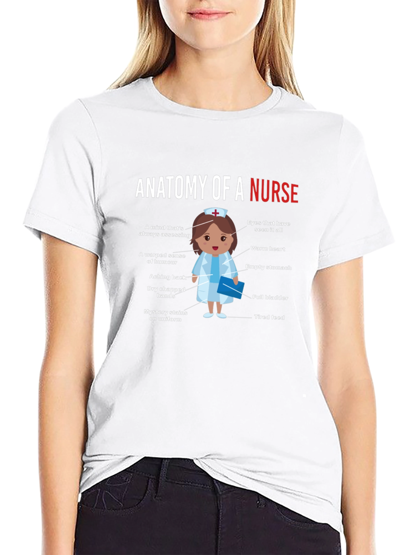 Anatomy of a Nurse Funny Graphic Tee