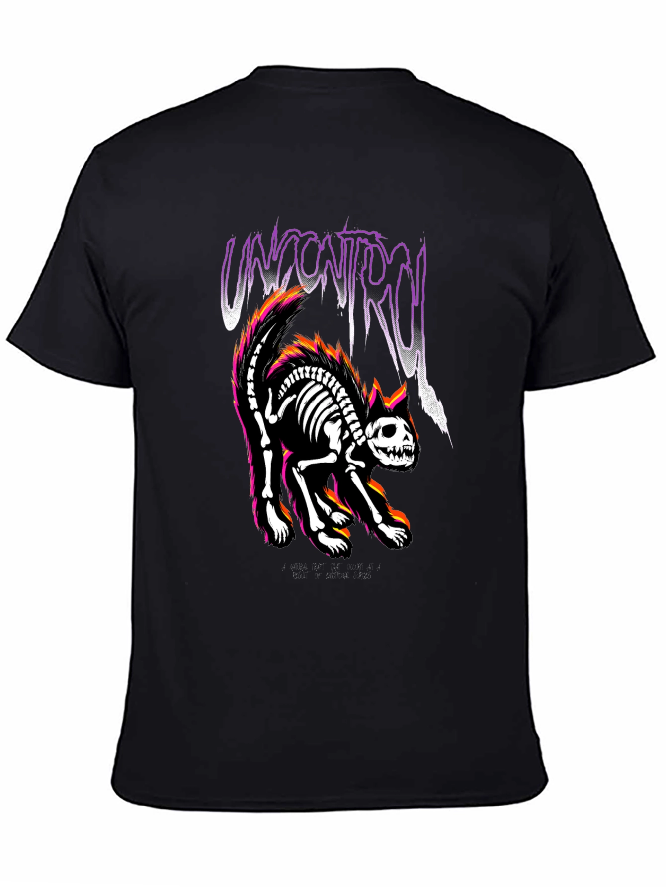 Uncontrol Cat Skeleton Graphic Tee - Black
