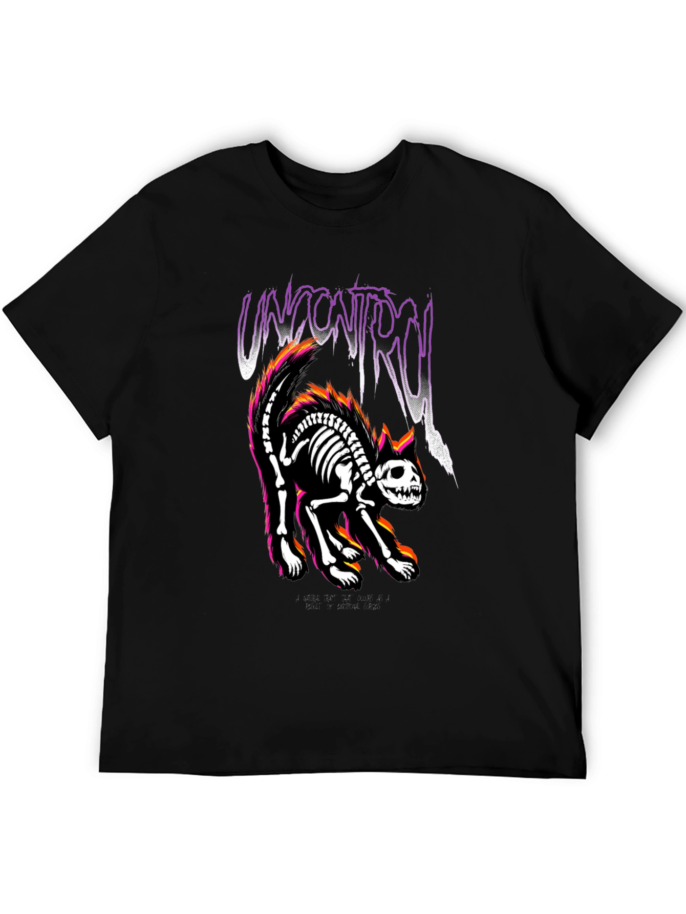 Uncontrol Cat Skeleton Graphic Tee - Black