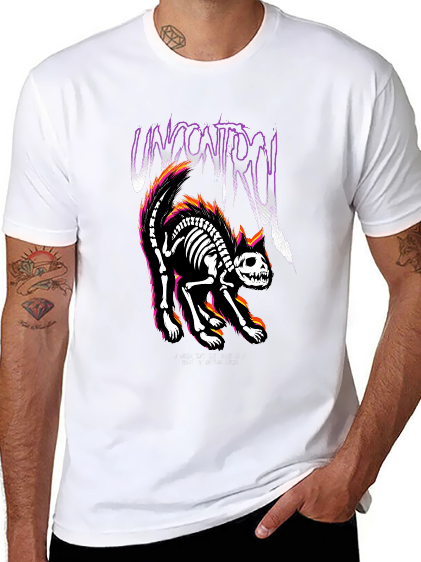 Uncontrol Cat Skeleton Graphic Tee - Black