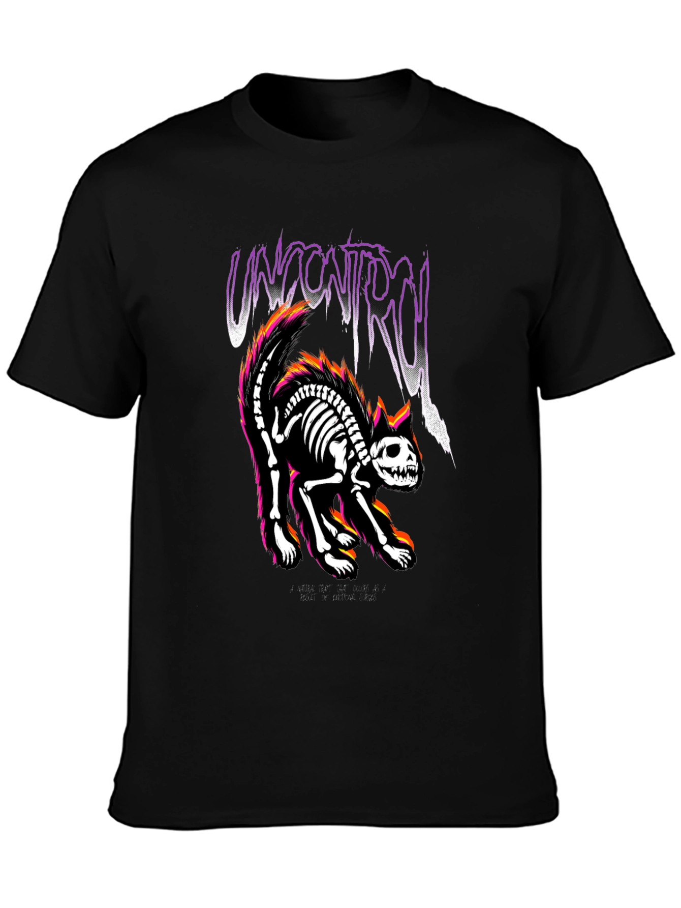 Uncontrol Cat Skeleton Graphic Tee - Black