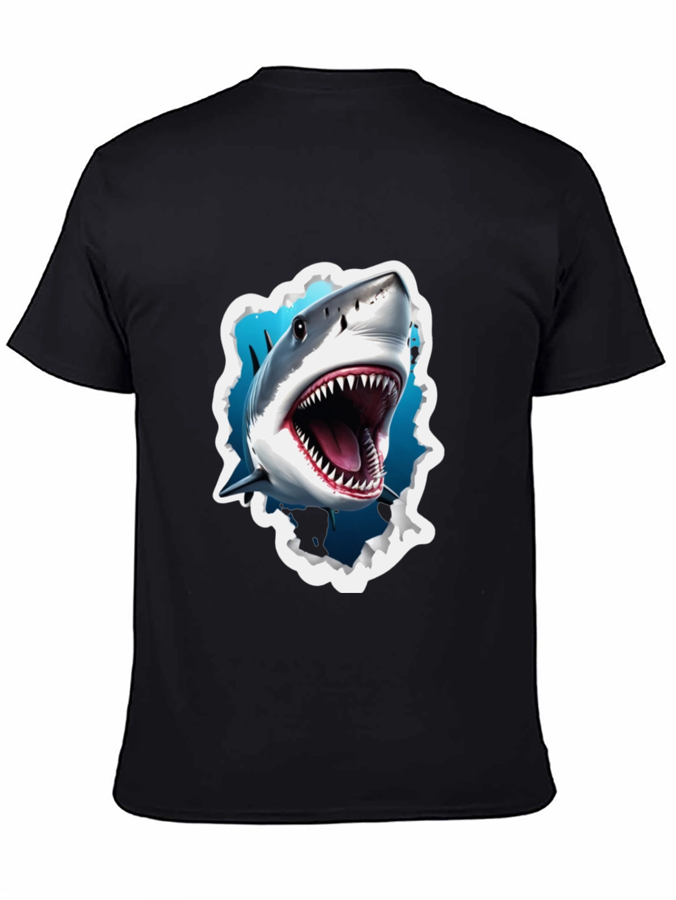 Shark Attack Graphic Tee - Bold Black T-Shirt