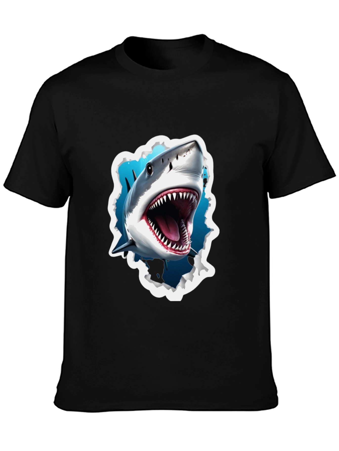 Shark Attack Graphic Tee - Bold Black T-Shirt