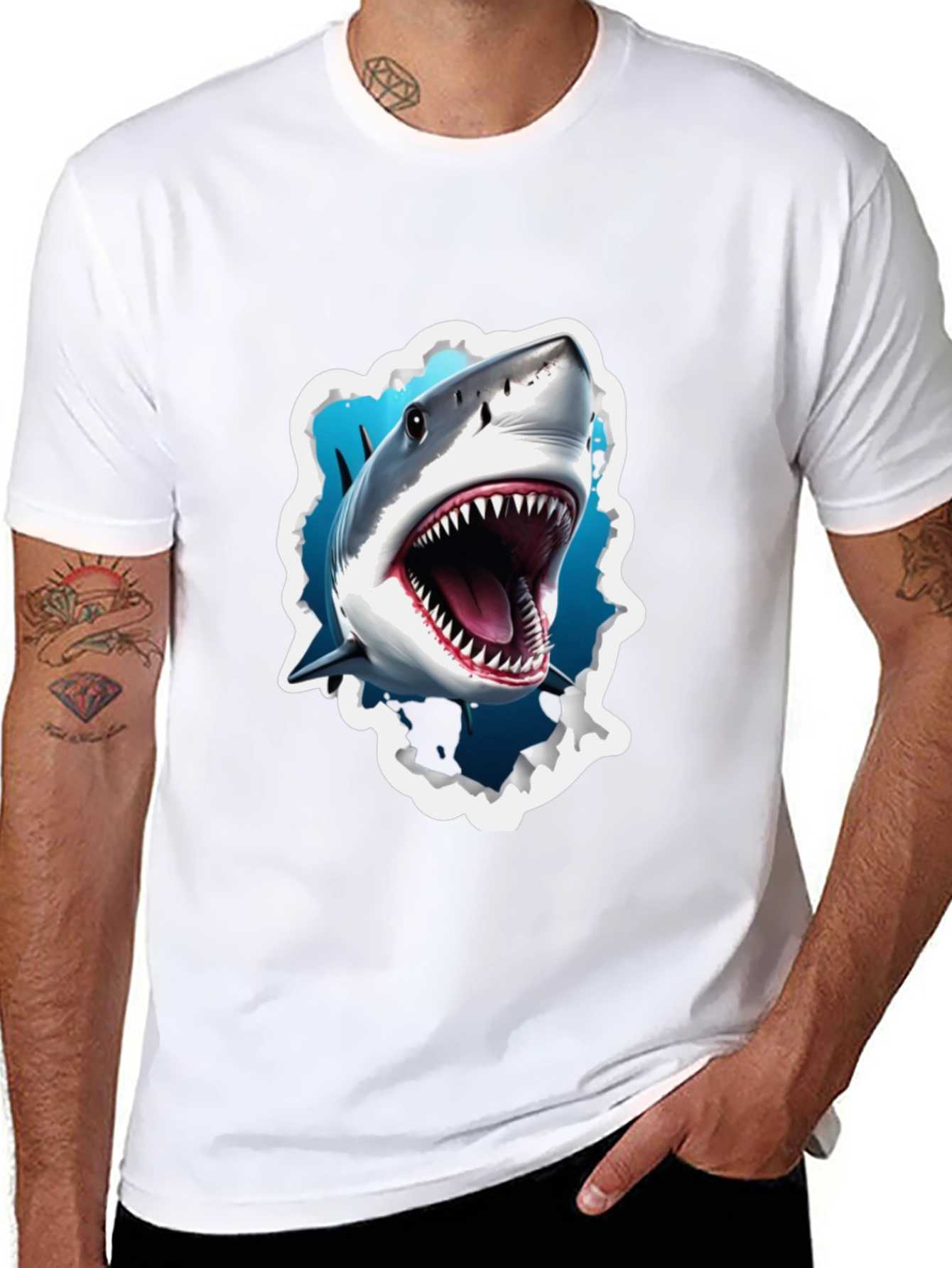 Shark Attack Graphic Tee - Bold Black T-Shirt