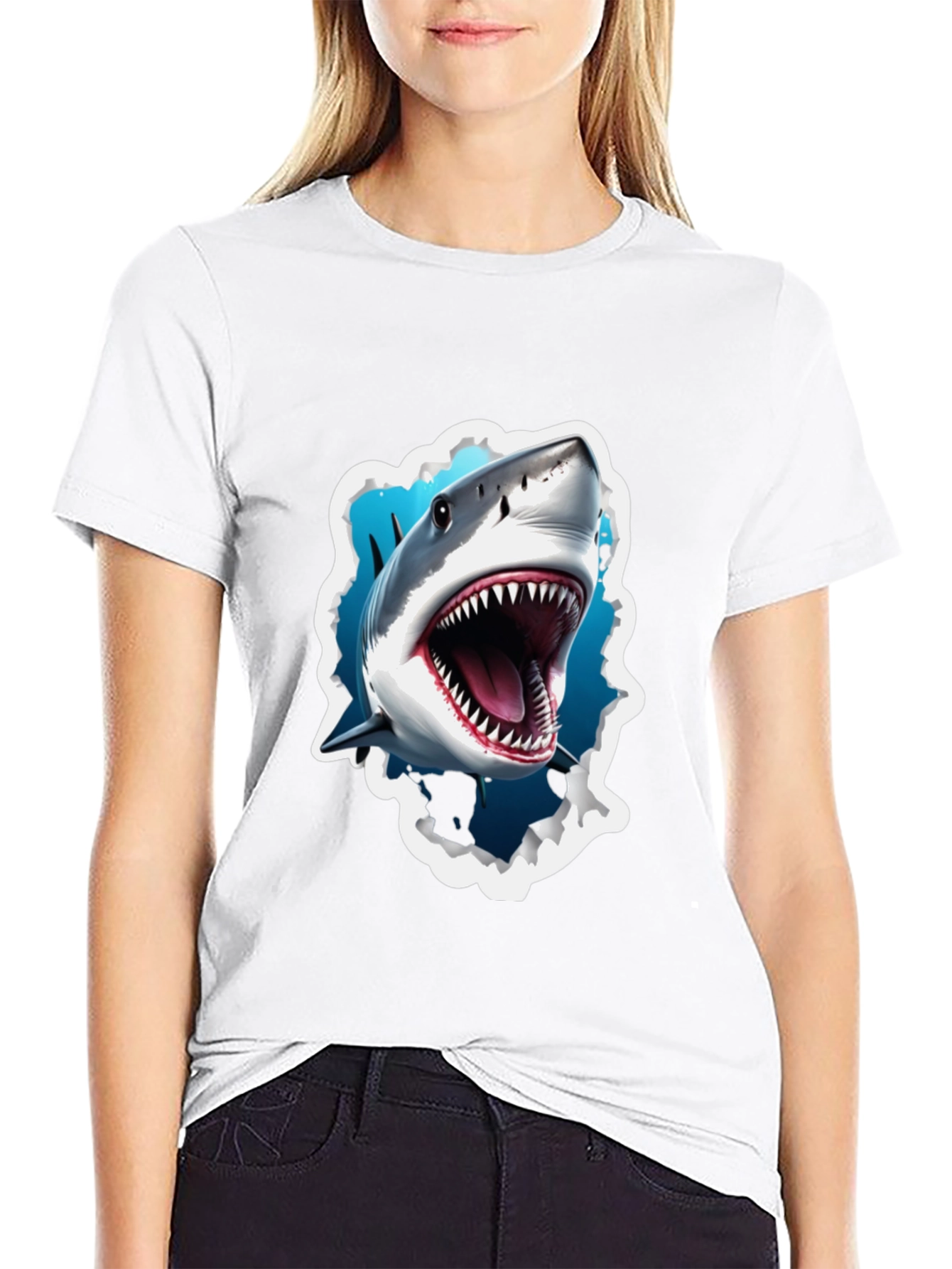 Shark Attack Graphic Tee - Bold Black T-Shirt