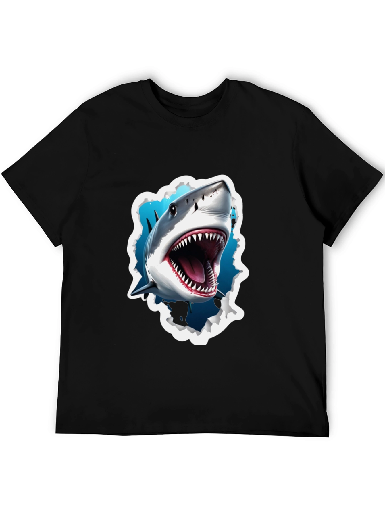 Shark Attack Graphic Tee - Bold Black T-Shirt