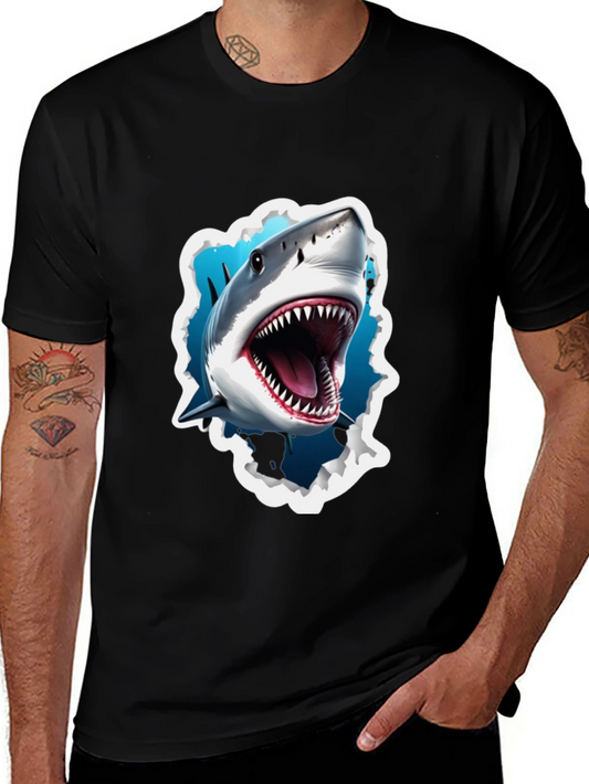 Shark Attack Graphic Tee - Bold Black T-Shirt