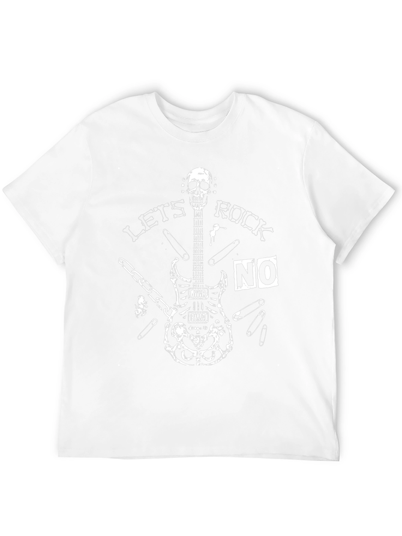 Lets Rock T-Shirt Skull Guitar