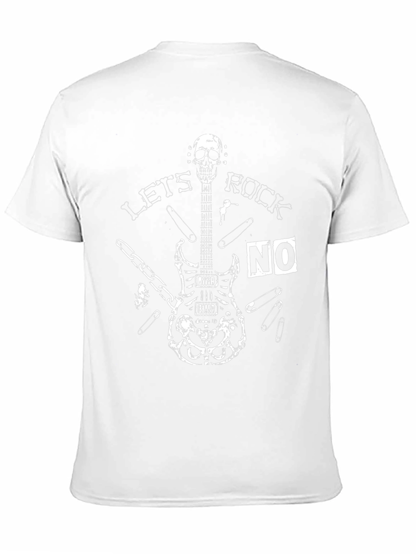 Lets Rock T-Shirt Skull Guitar