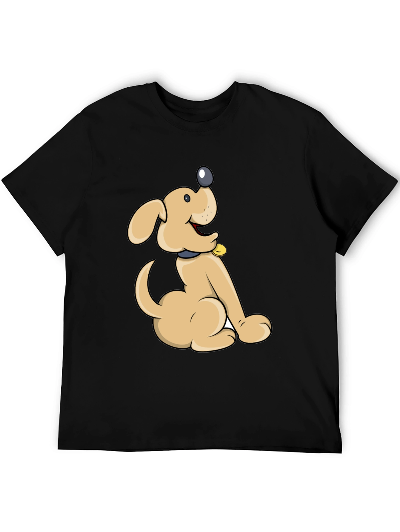 Cute Cartoon Dog Black T-Shirt