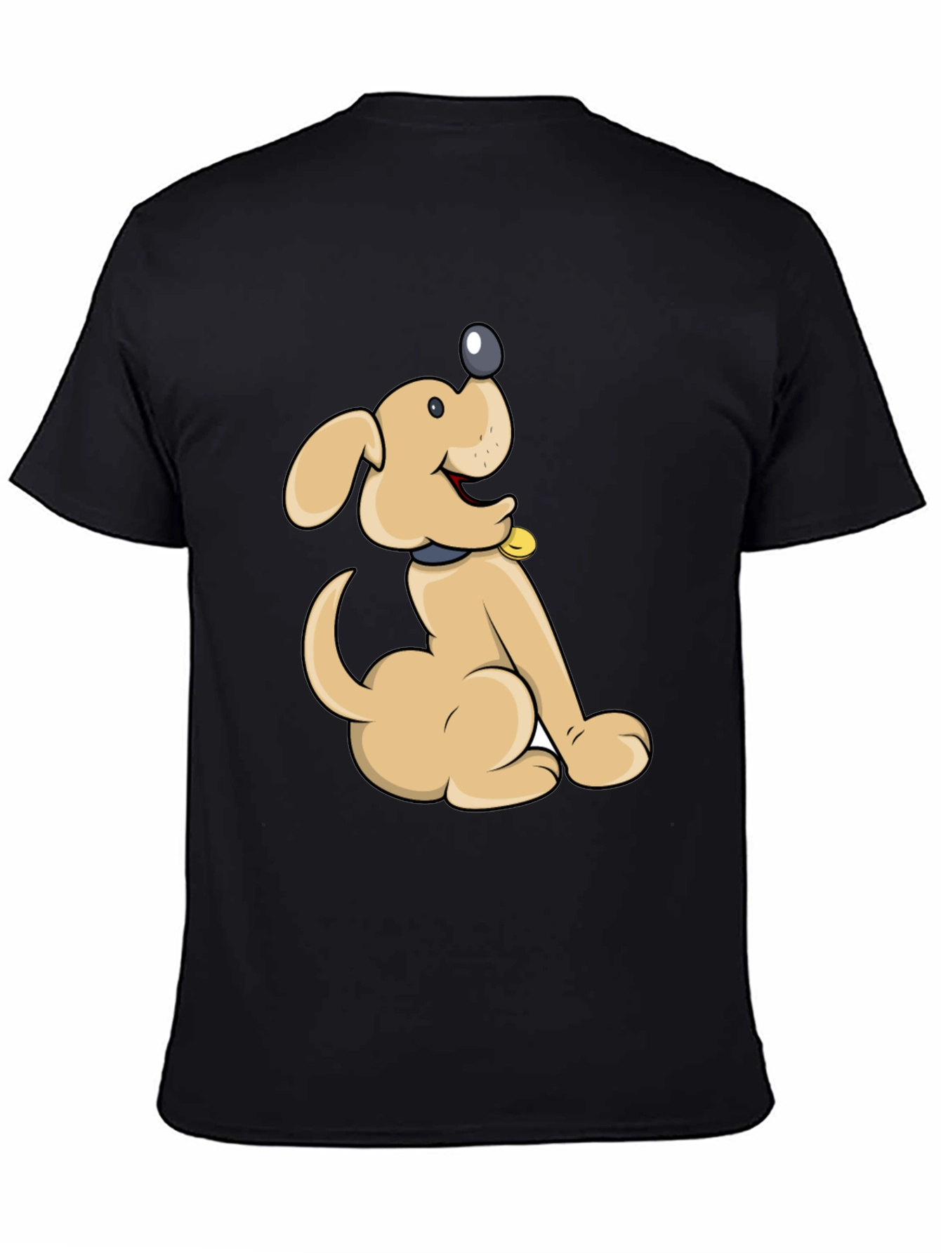 Cute Cartoon Dog Black T-Shirt
