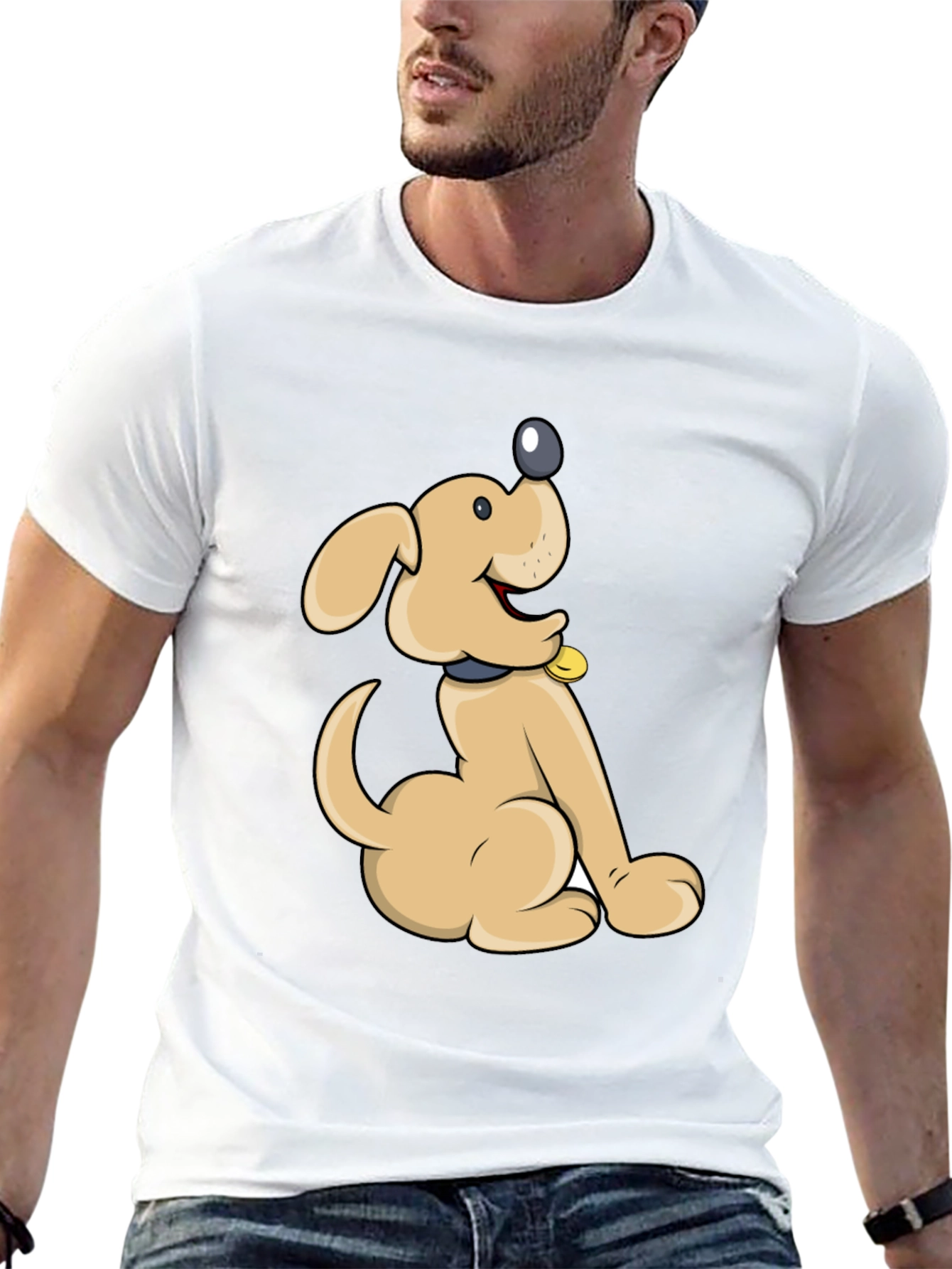 Cute Cartoon Dog Black T-Shirt