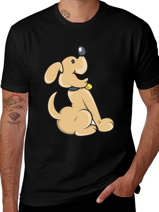 Cute Cartoon Dog Black T-Shirt