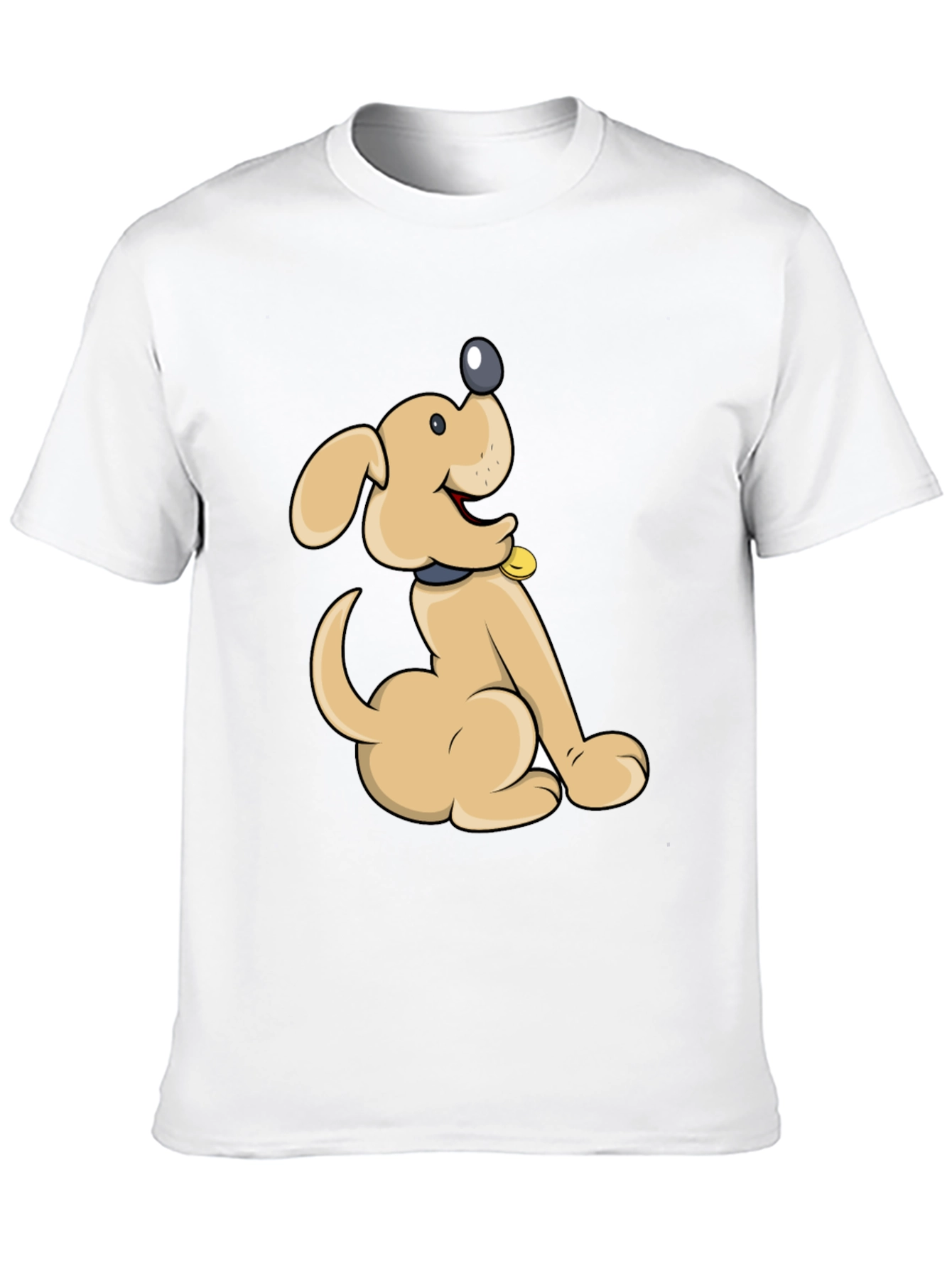 Cute Cartoon Dog Black T-Shirt