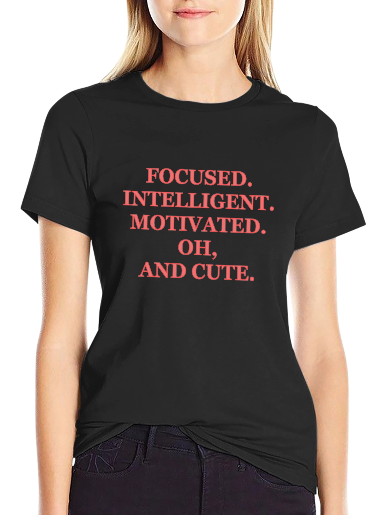 Focused Intelligent Cute Black T-Shirt