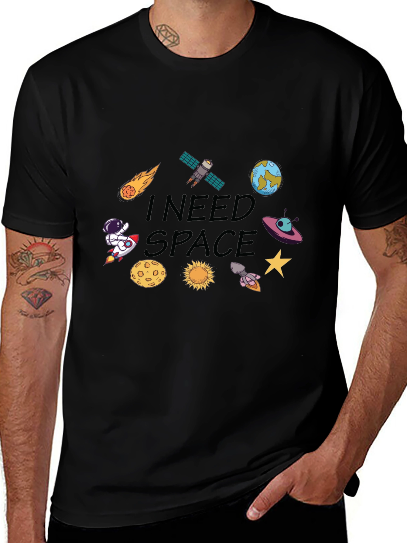 I Need Space T-Shirt: Cartoon Galaxy Design