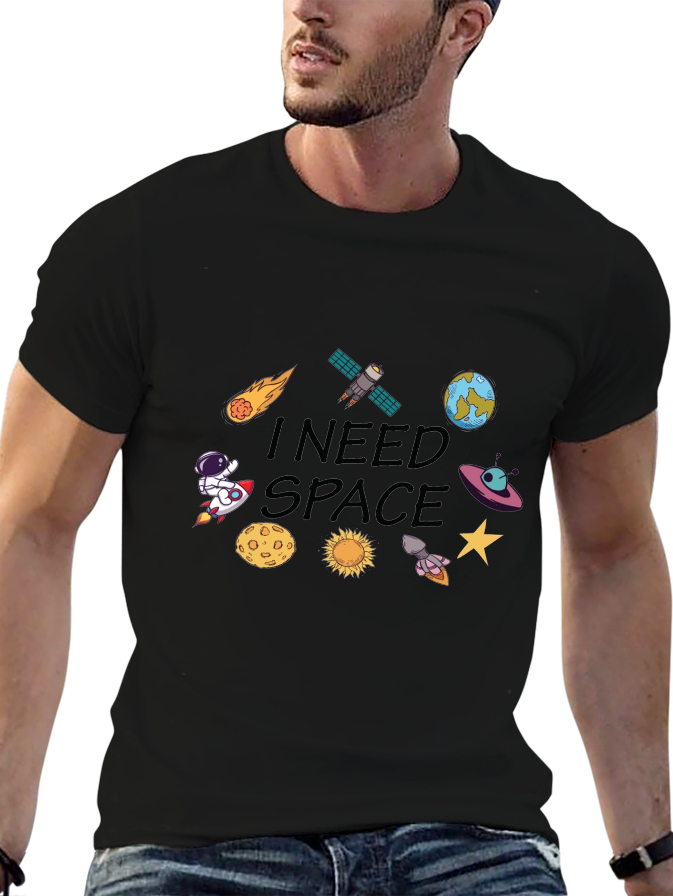 I Need Space T-Shirt: Cartoon Galaxy Design